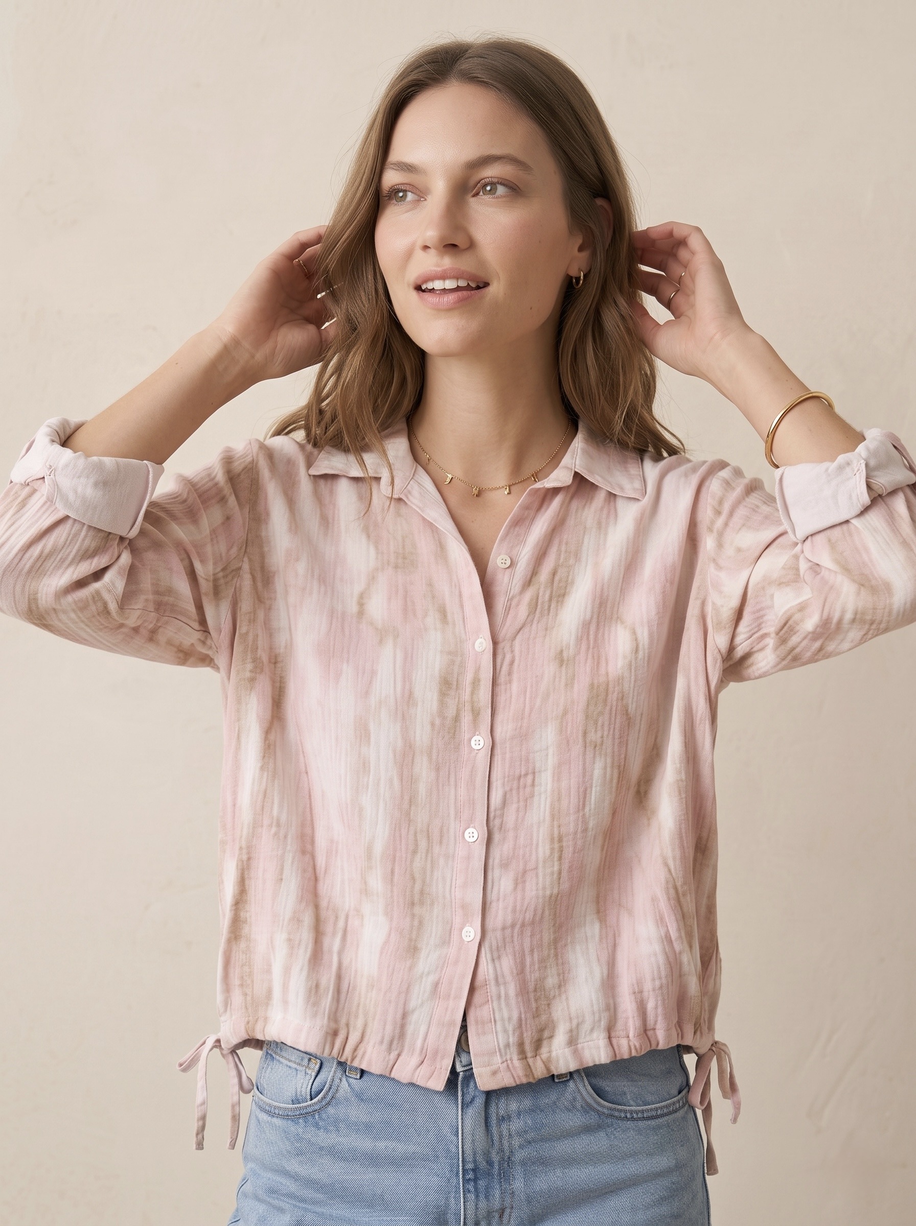 Grossista Pépouz' Paris - Camicia ampia in garza di cotone tie-dye con colletto e maniche lunghe