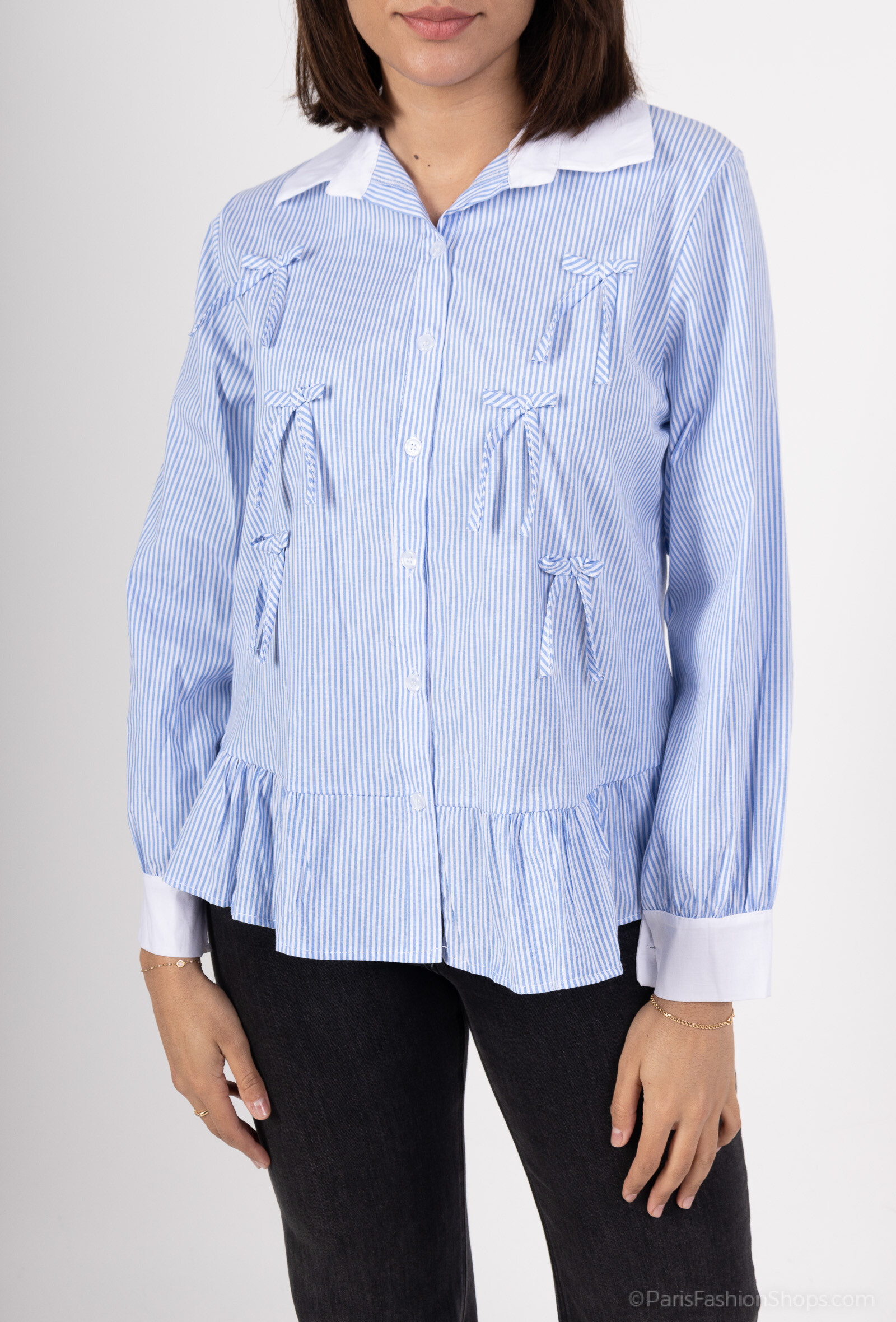 Mayorista Pépouz' Paris - Camisa de algodón a rayas con lazos