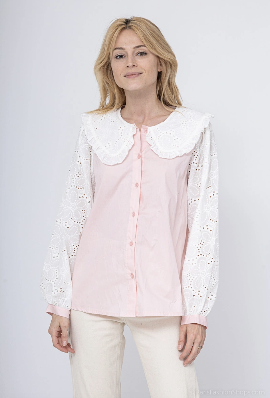 Grossiste Pépouz' Paris - Chemise col claudine dentelle
