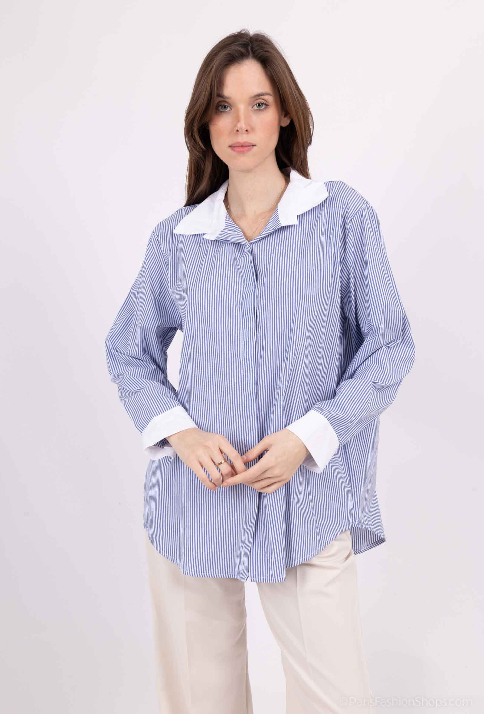Grossiste Pépouz' Paris - Chemise oxford en coton à rayures
