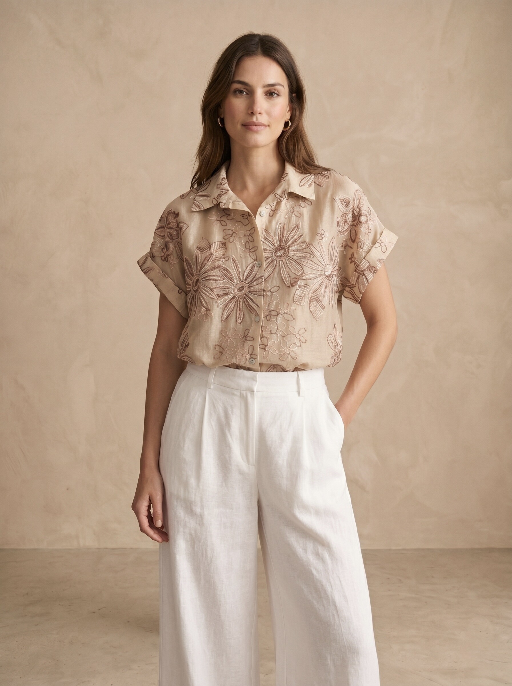 Mayorista Pépouz' Paris - Camisa de manga corta con bordado floral