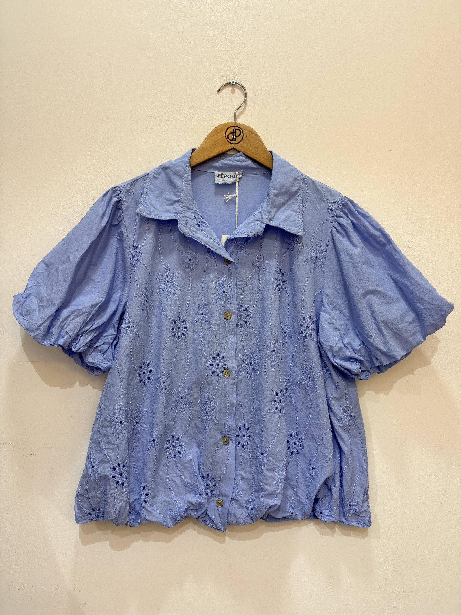 Mayorista Pépouz' Paris - Camisa de algodón con bordado inglés y mangas cortas