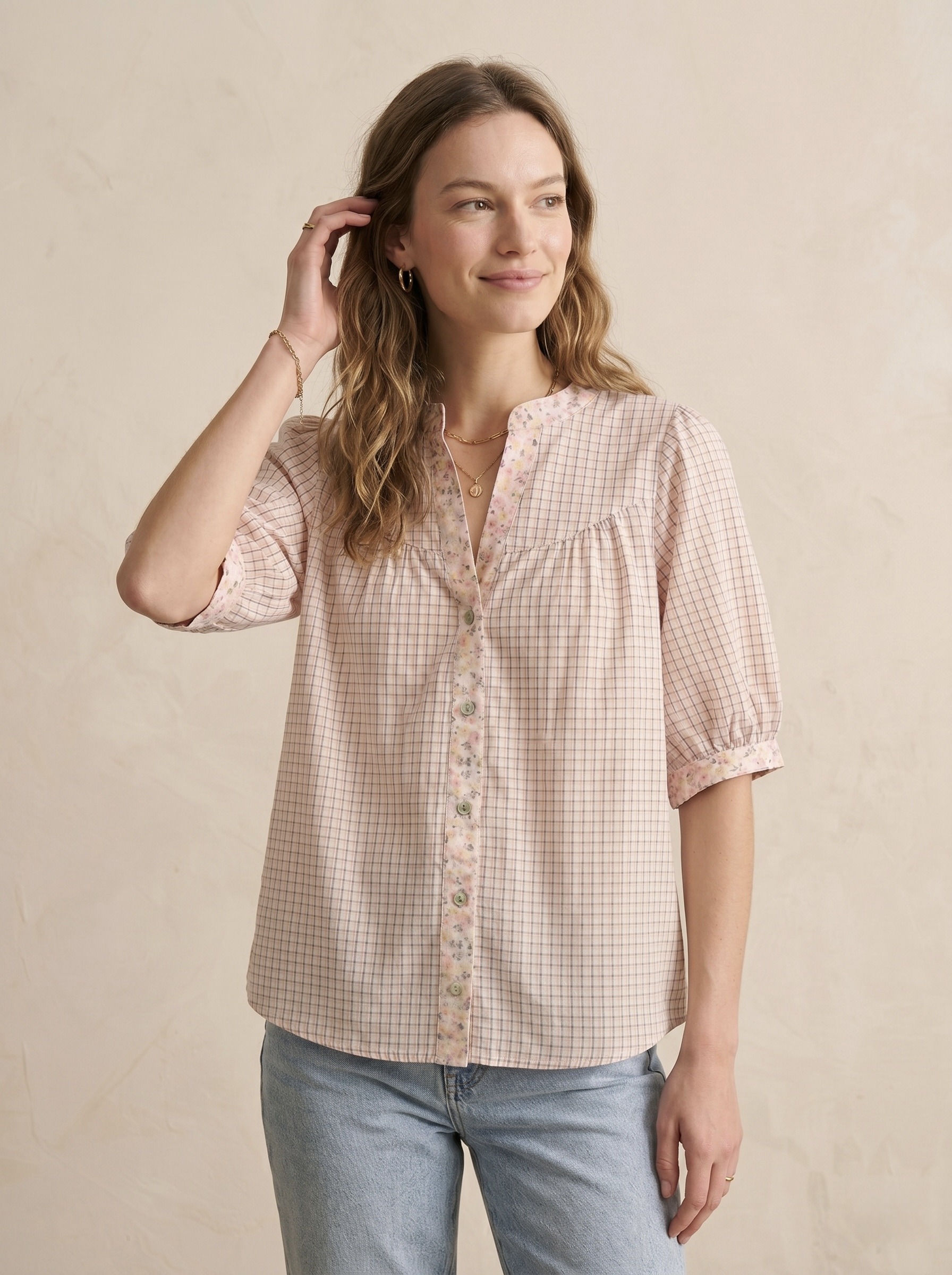Grossiste Pépouz' Paris - Chemise manches mi-longues coton col V