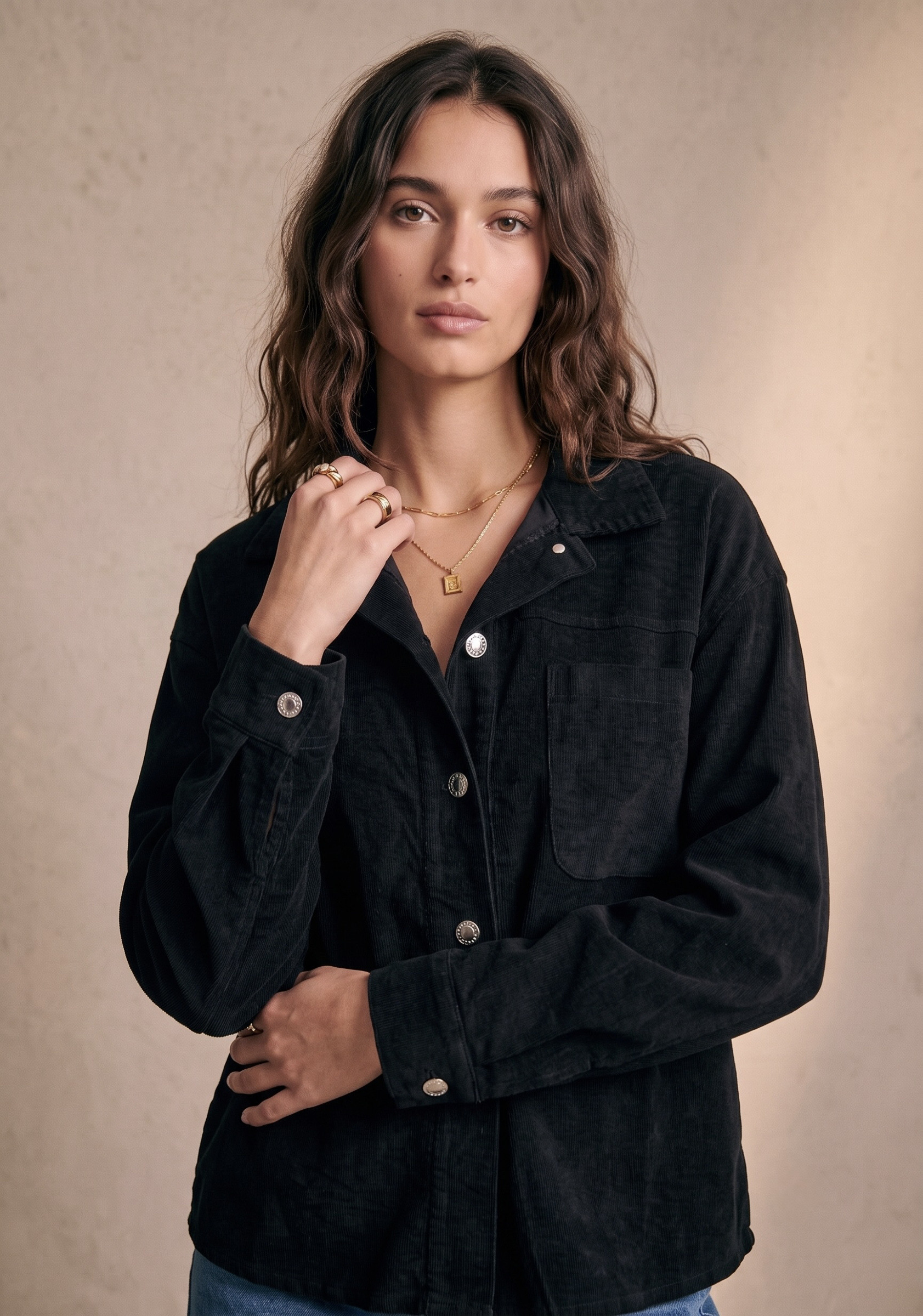 Grossiste Pépouz' Paris - Chemise velours côtelé col chemise manches longues avec poches