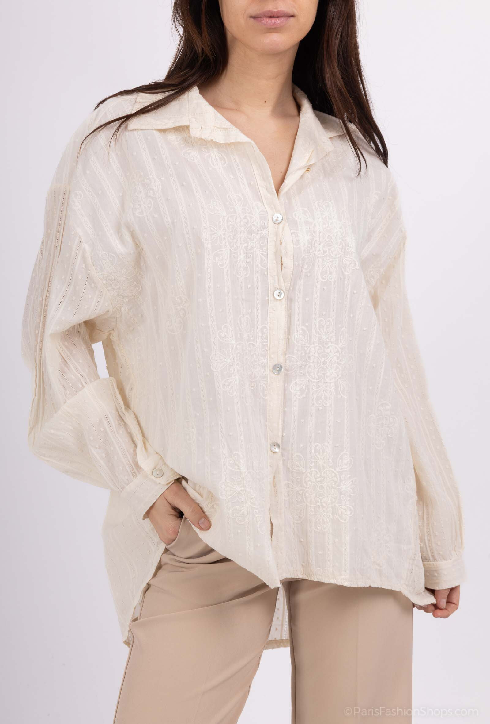 Mayorista Pépouz' Paris - Camisa de algodón de bordado de flores