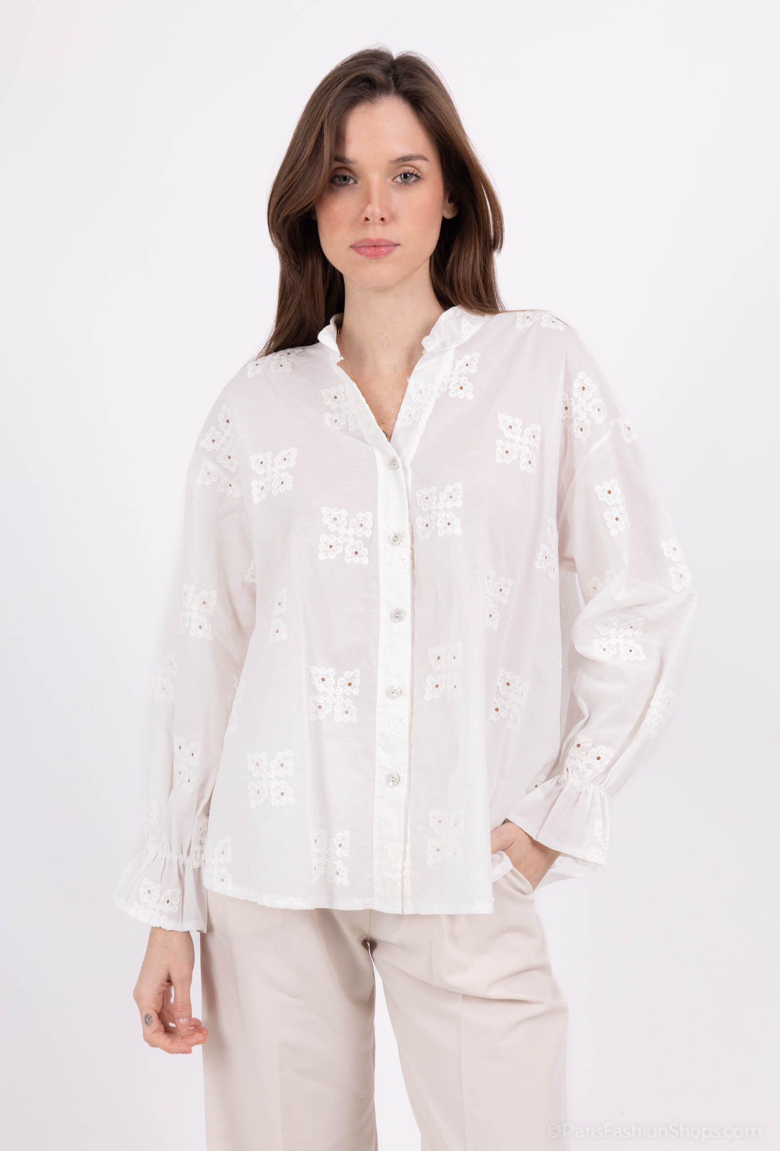 Grossiste Pépouz' Paris - Chemise 100% coton broderie anglaise