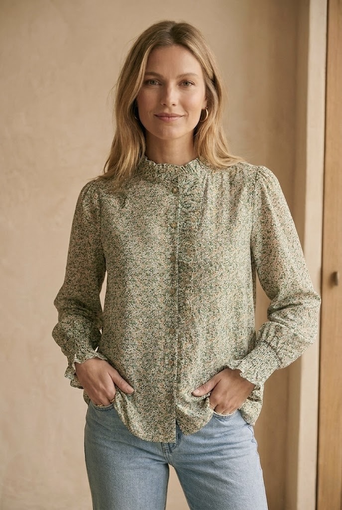 Grossiste Pépouz' Paris - Chemise manches longues coton liberty col volanté