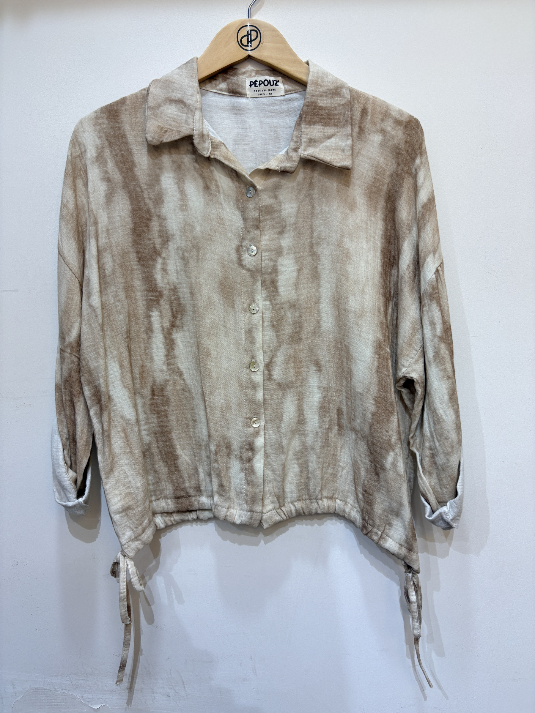 Mayorista Pépouz' Paris - Camisa corta holgada con estampado tie-dye de manga larga en algodón