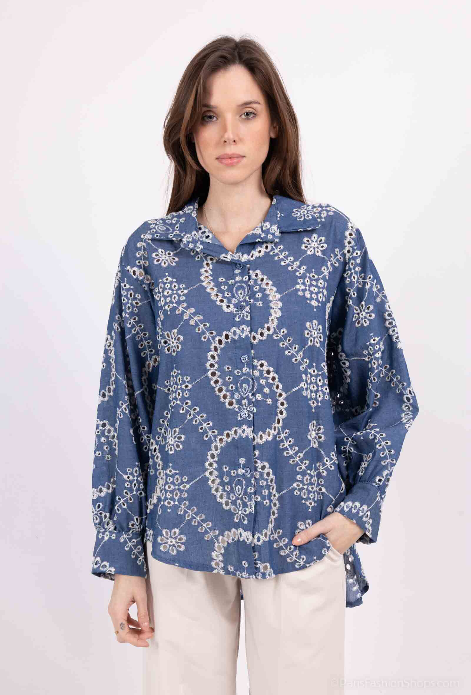 Grossiste Pépouz' Paris - Chemise en tencel avec broderie