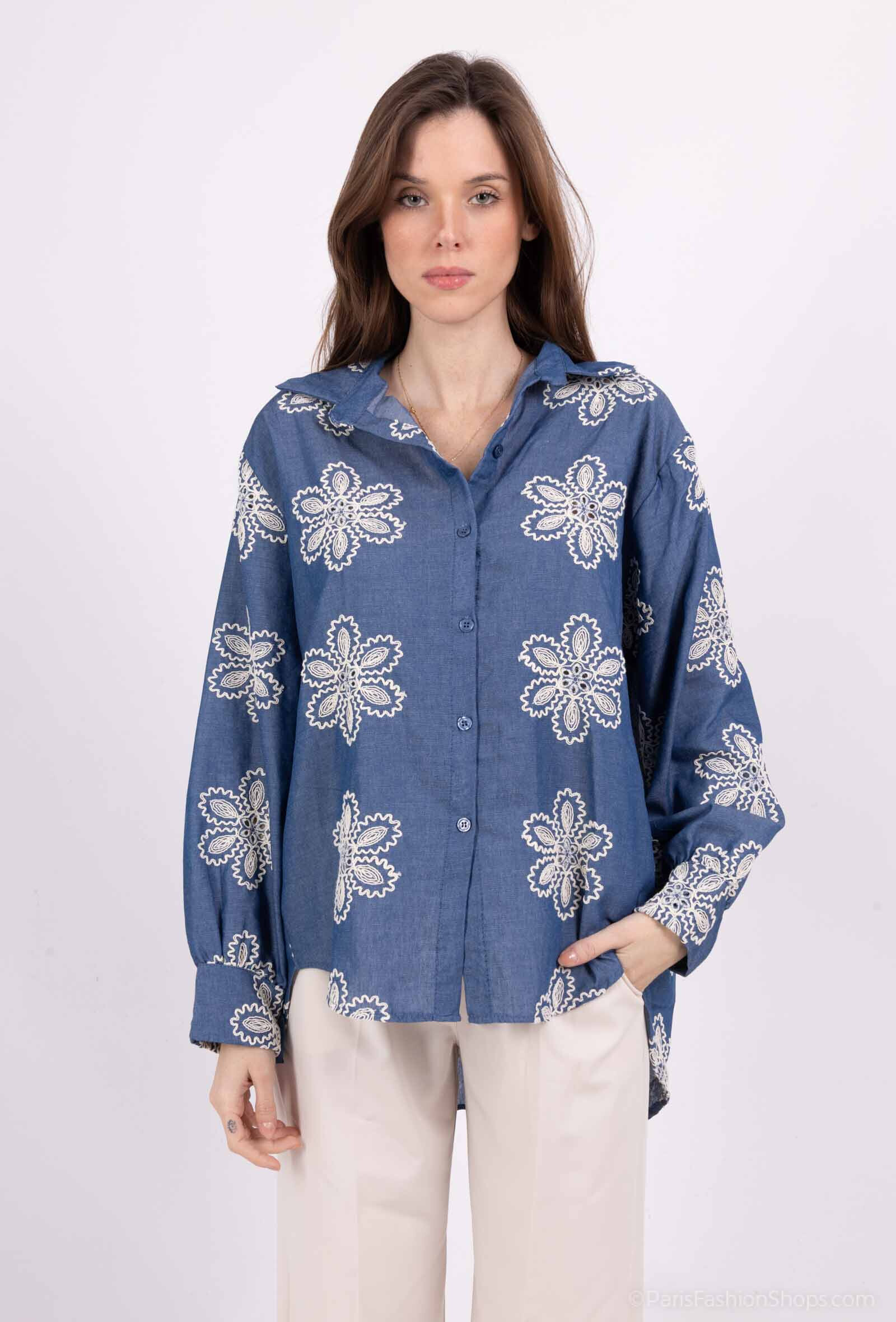 Grossiste Pépouz' Paris - Chemise en tencel avec broderie