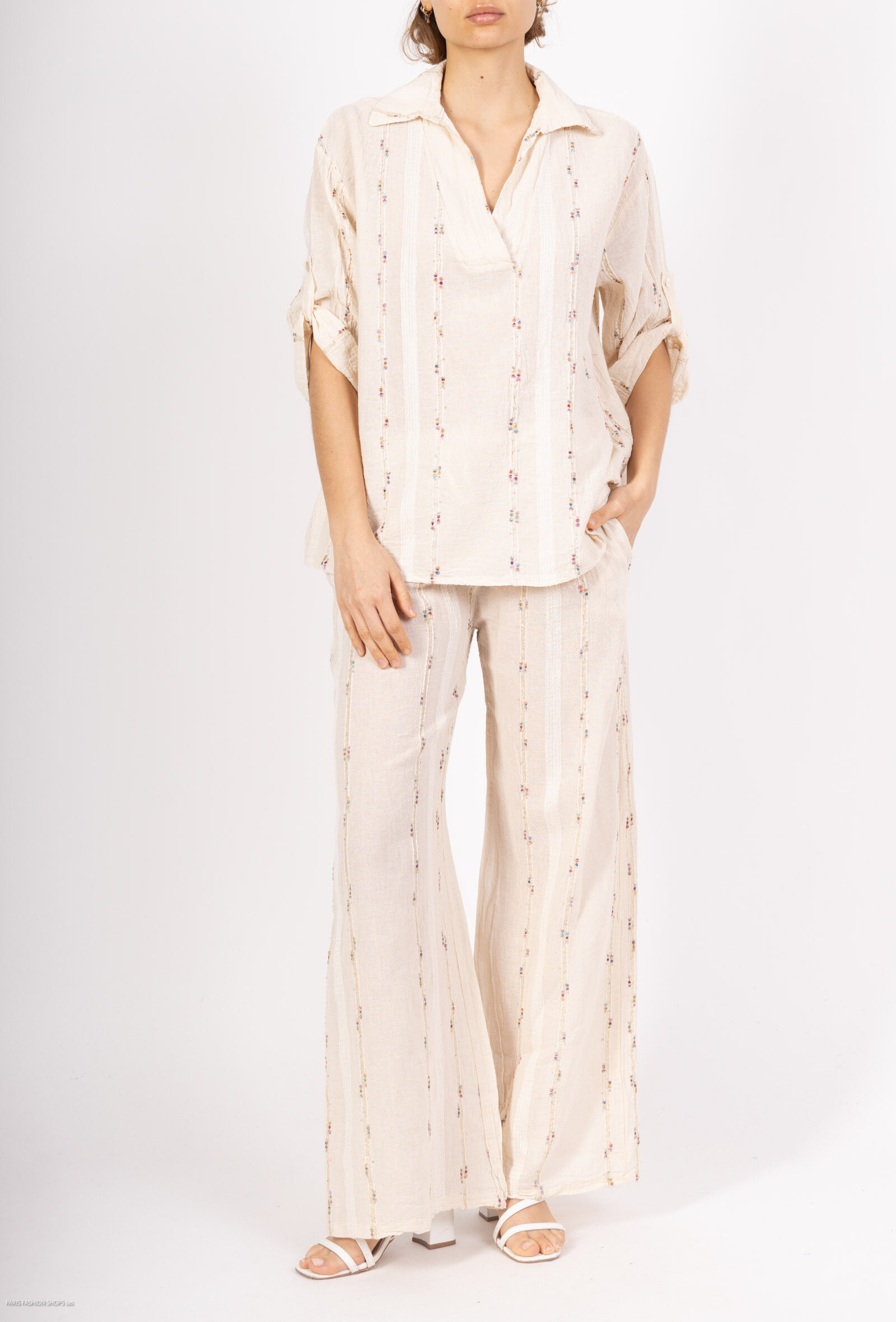 Wholesaler Pépouz' Paris - Set with linen and cotton pants and blouse