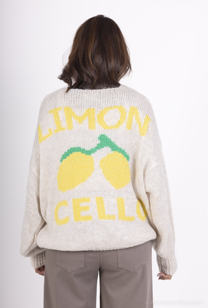 Wholesaler Pépouz' Paris - Lemon mohair cardigan with limoncello print