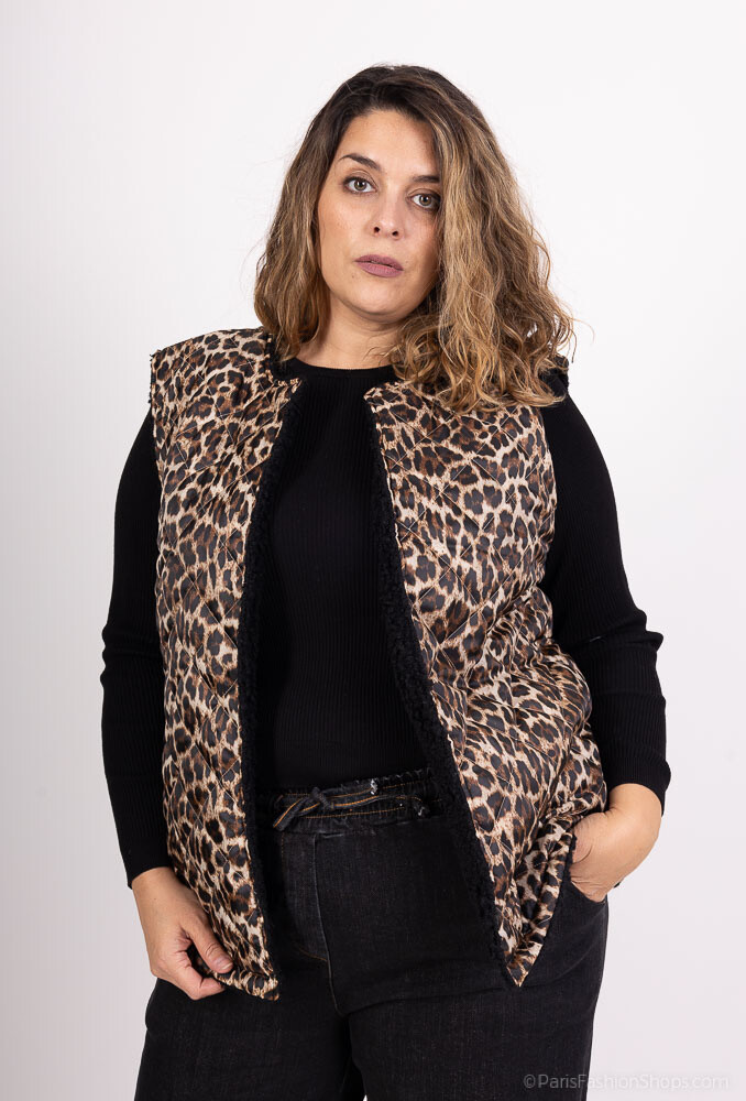 Wholesaler Pépouz' Paris - Plus Size Large size reversible leopard vest