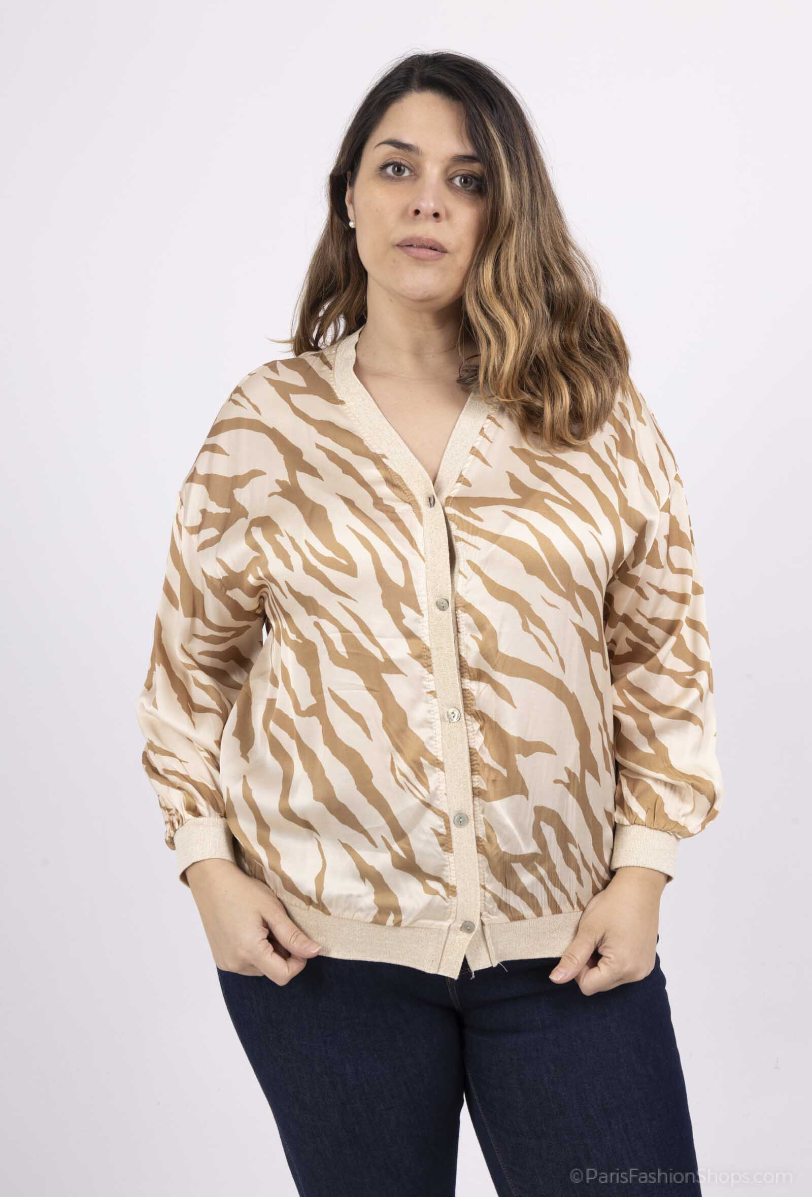 Wholesaler Pépouz' Paris - PLUS SIZE printed silk vest zebra jacket