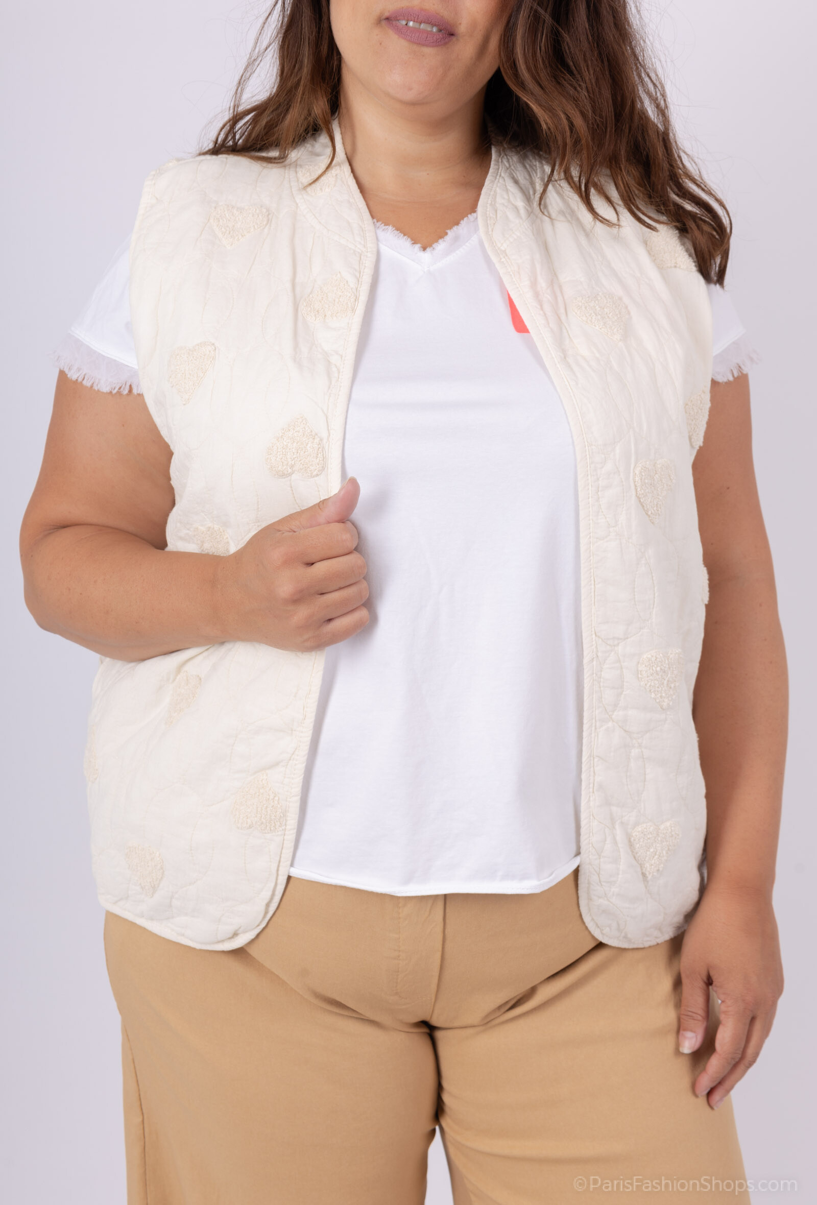 Grossista Pépouz' Paris - Gilet trapuntato senza maniche cuori 100% cotone