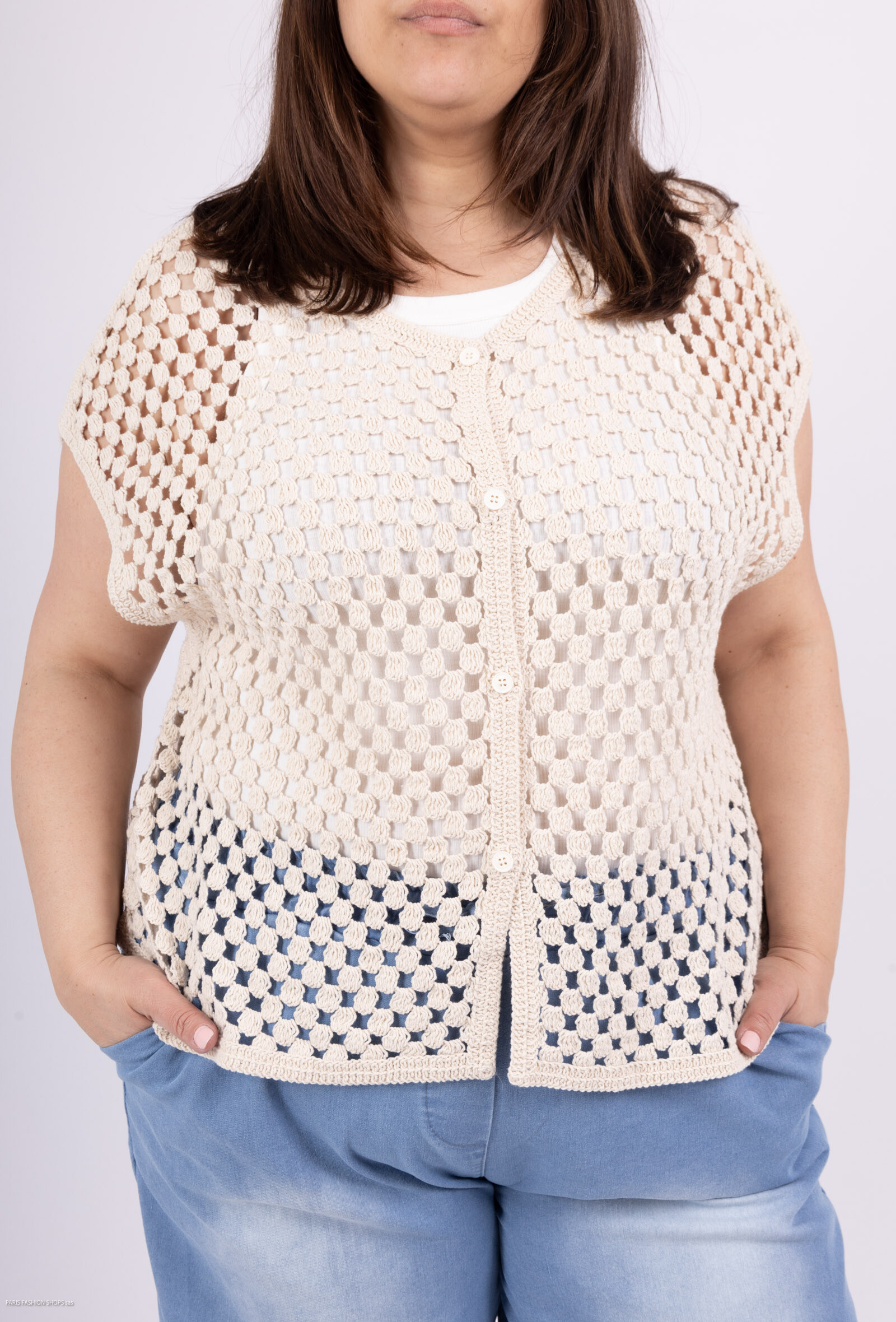 Wholesaler Pépouz' Paris - Large size vest embroidered 100% cotton
