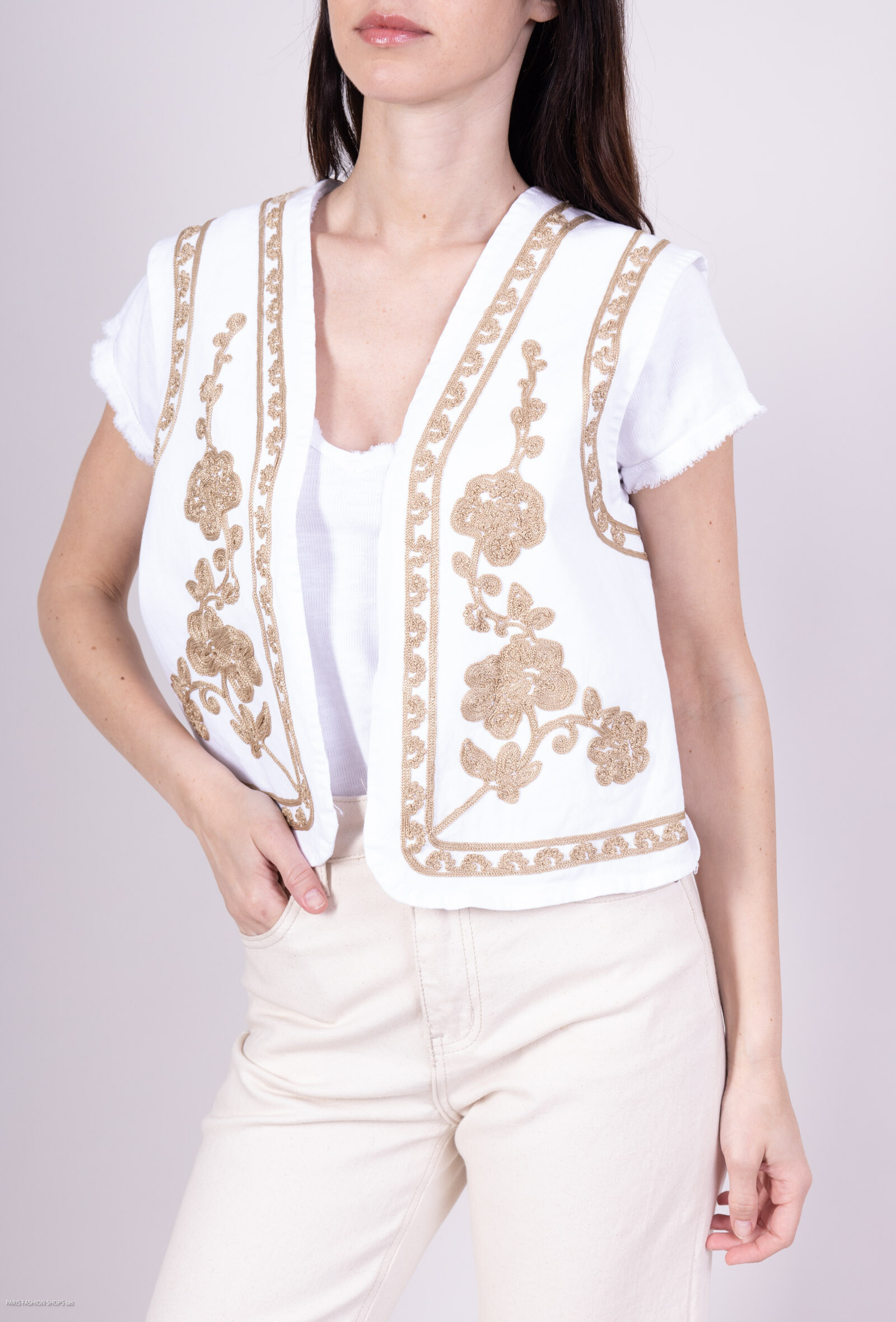 Wholesaler Pépouz' Paris - Sleeveless vest with embroidery