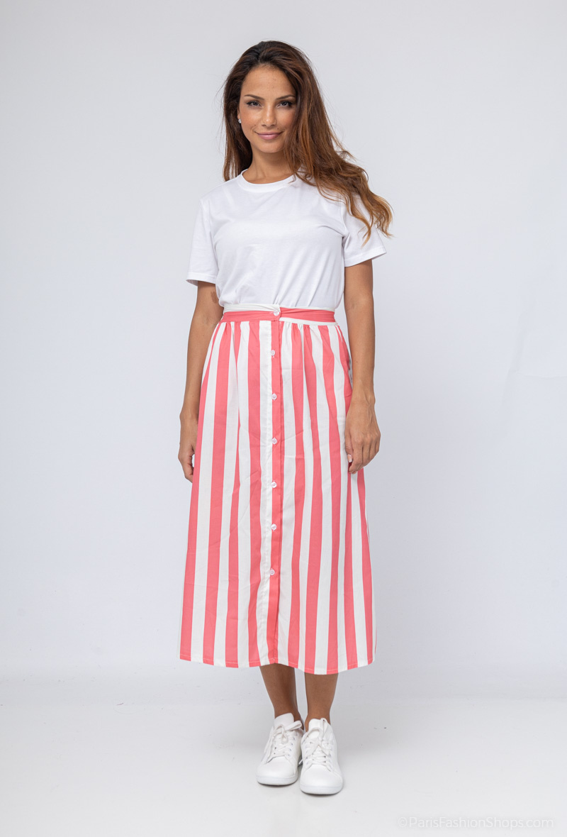 Wholesaler Pépouz' Paris - Striped pocket cotton skirt