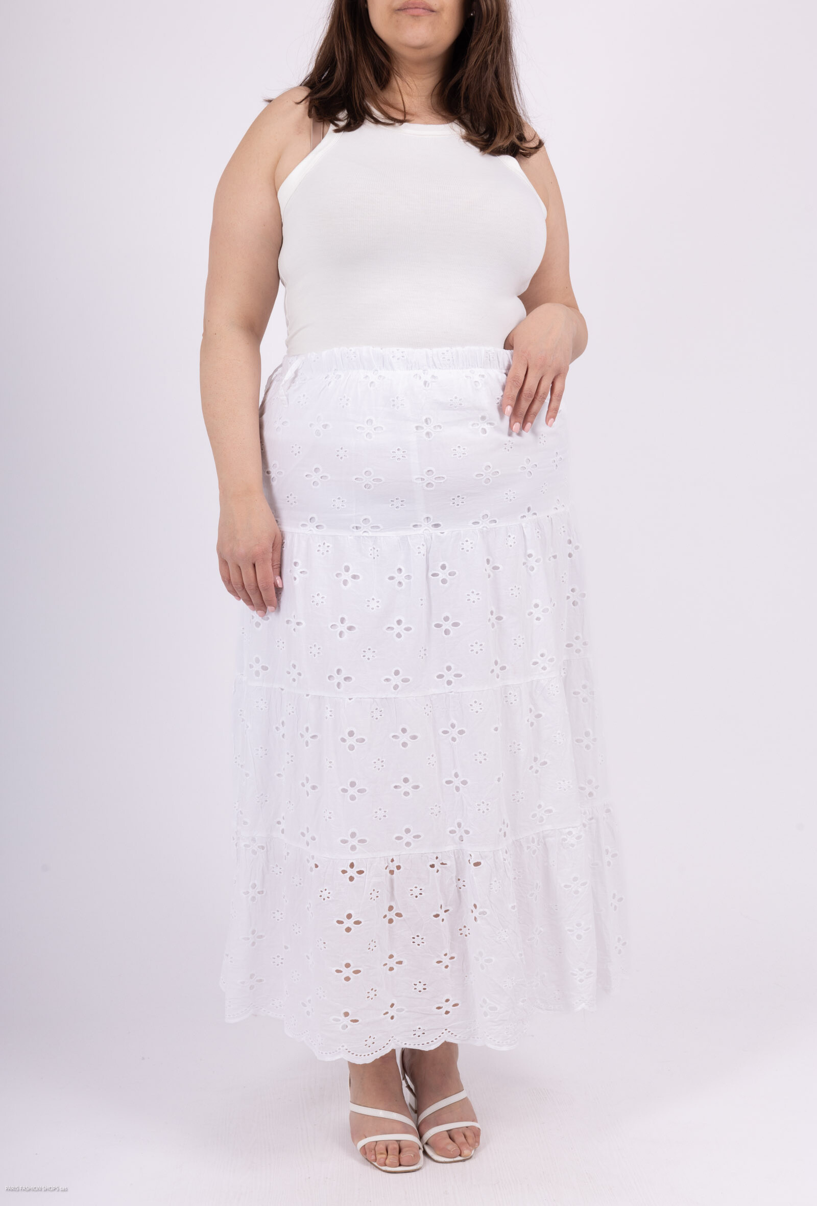 Wholesaler Pépouz' Paris - Large size long embroidered skirt with elastic waist