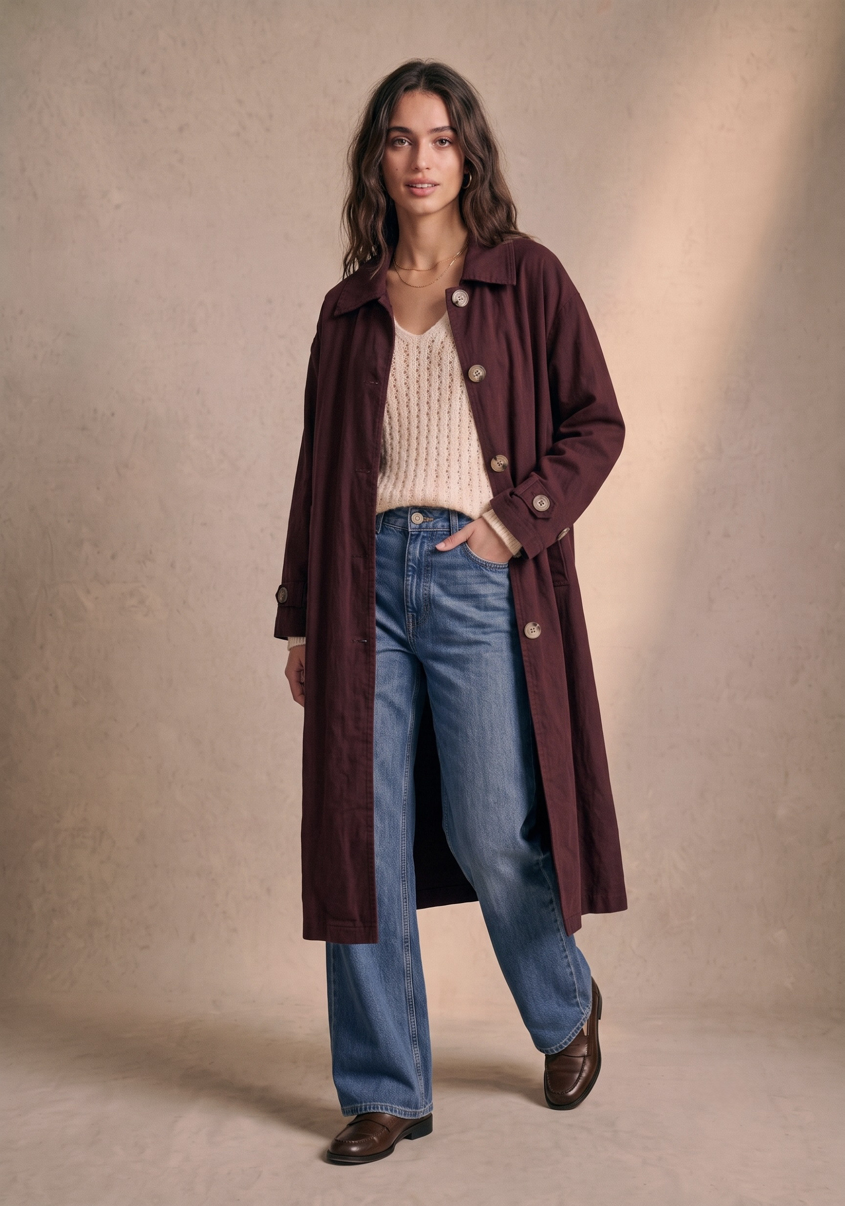 Grossiste Pépouz' Paris - Manteau long en gardine de coton col chemise