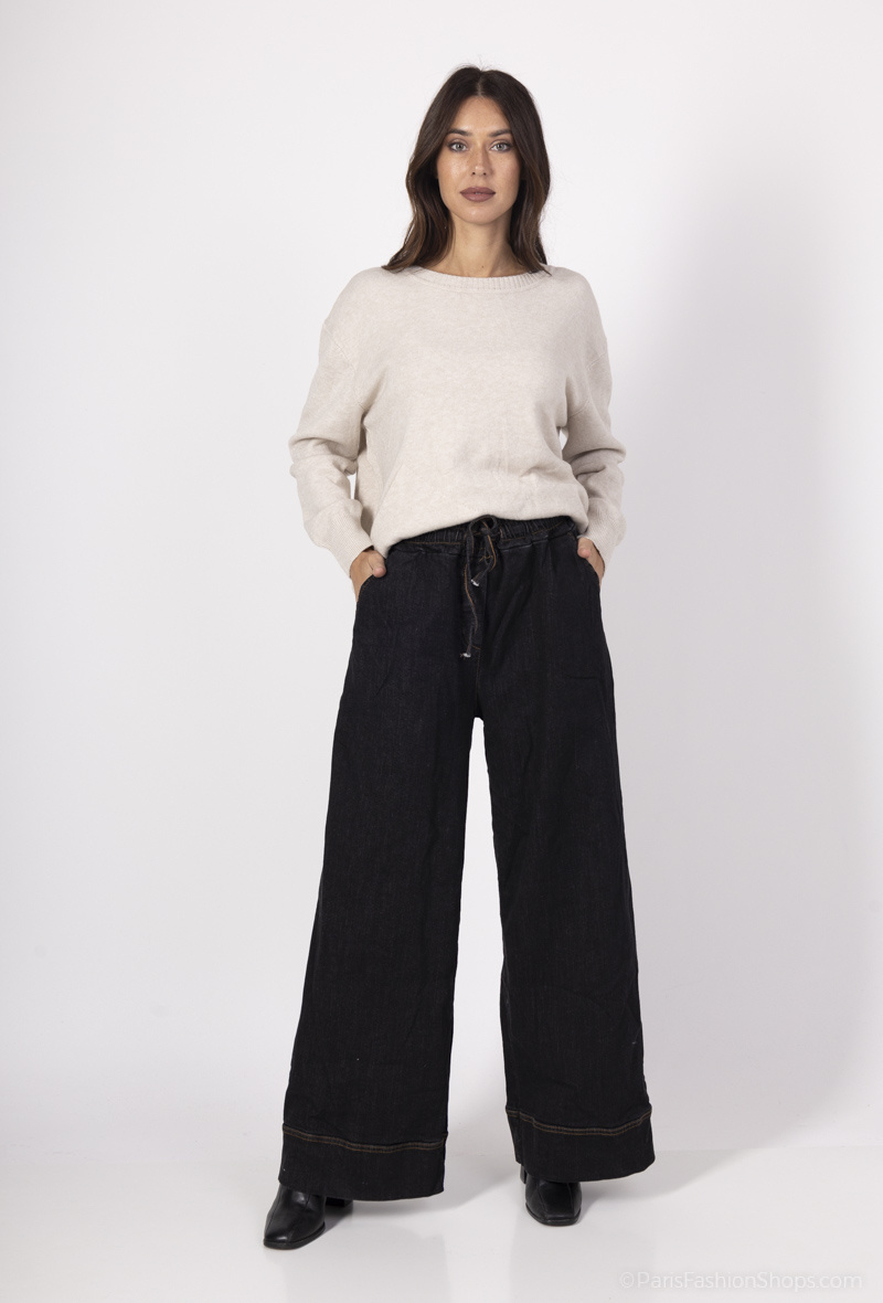 Wholesaler Pépouz' Paris - Wide elastic waist denim pants