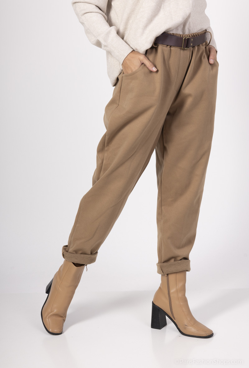 Wholesaler Pépouz' Paris - Elastic waist belt pants with side pockets