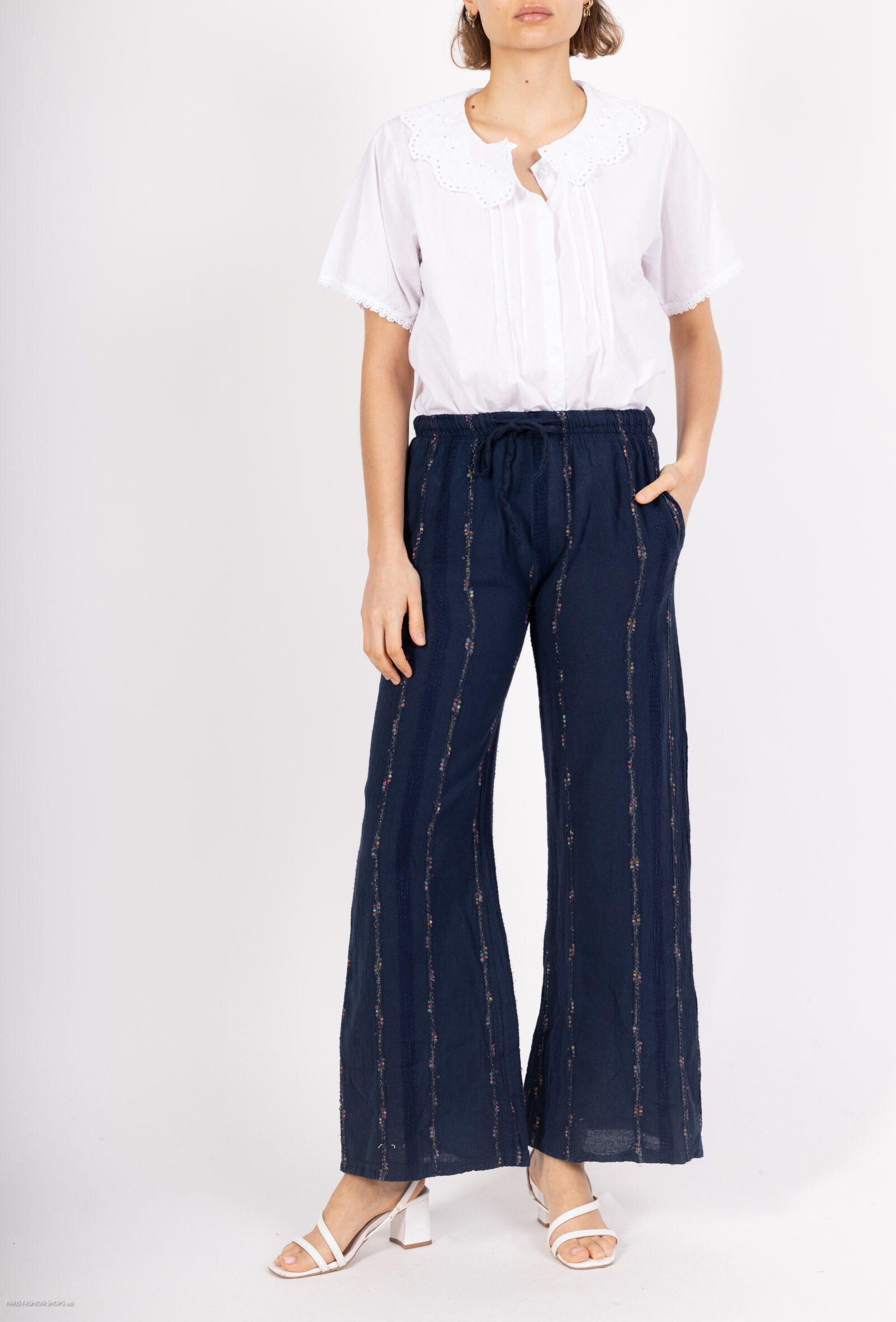 Wholesaler Pépouz' Paris - Large and light scratch pants stripes