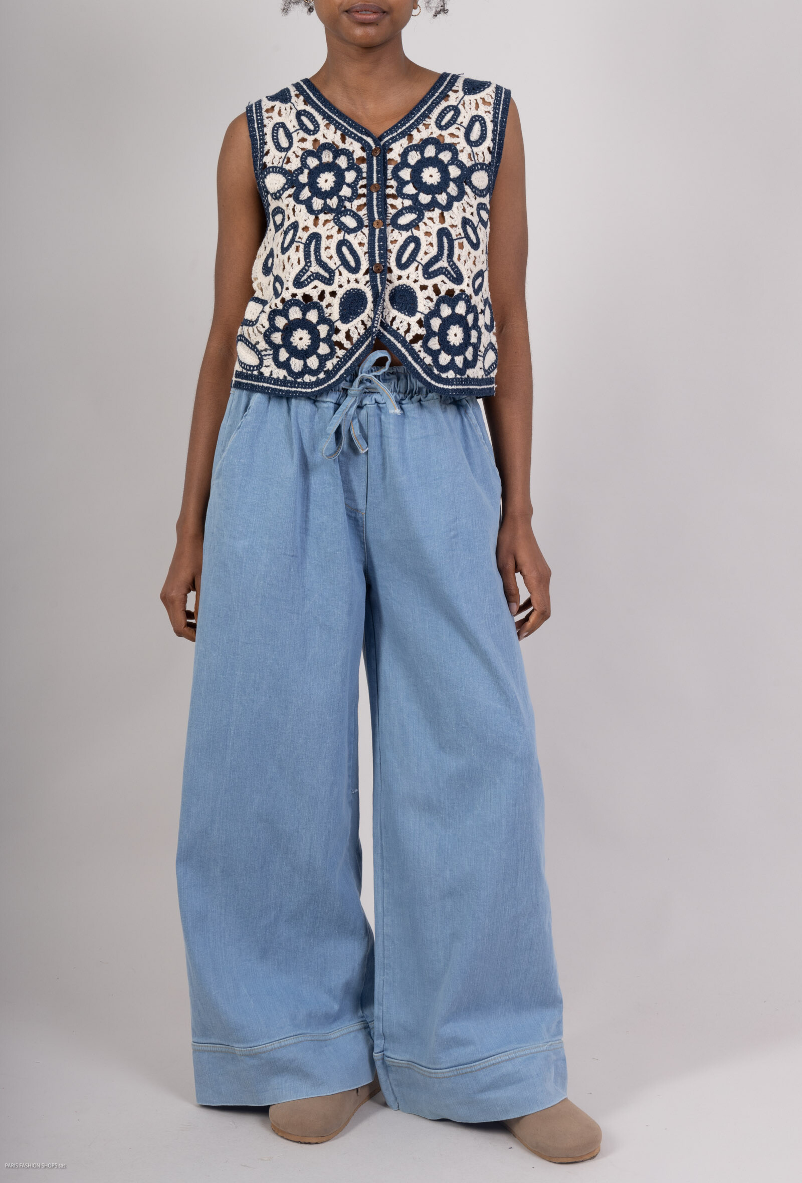 Grossiste Pépouz' Paris - Pantalon jean large taille élastique