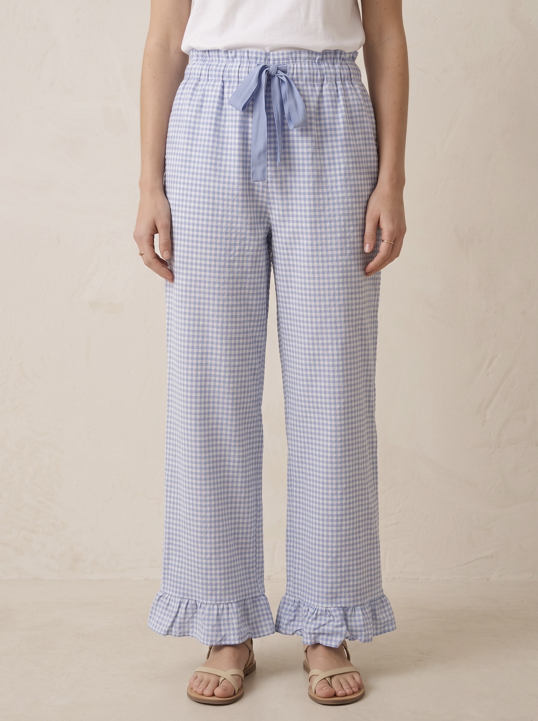 Wholesaler Pépouz' Paris - Gingham cotton pants with elastic waistband