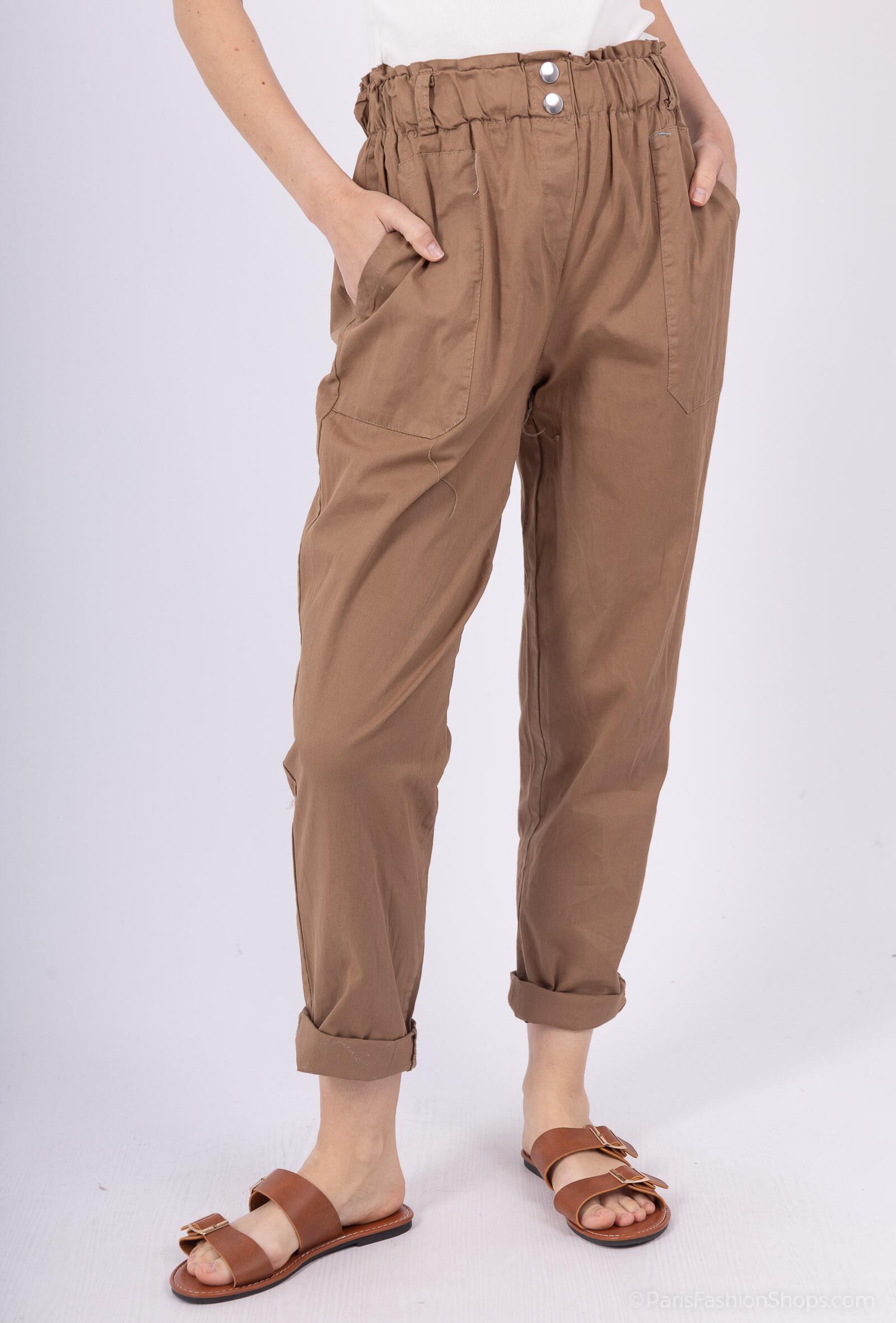 Grossiste Pépouz' Paris - Pantalon à boutons gabardine de coton léger
