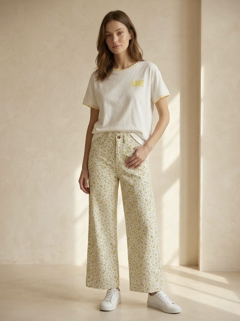 Grossiste Pépouz' Paris - Pantalon droit motif fleurs