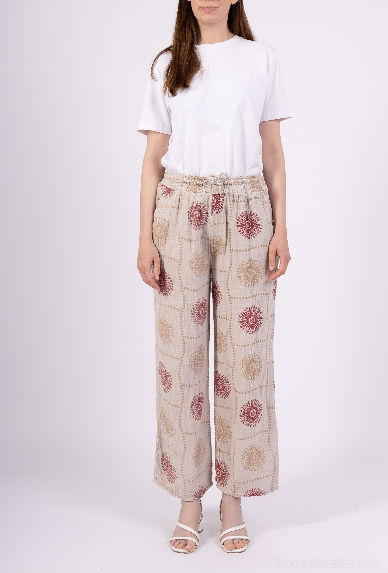 Grossiste Pépouz' Paris - Pantalon imprimé soleil gaze de coton