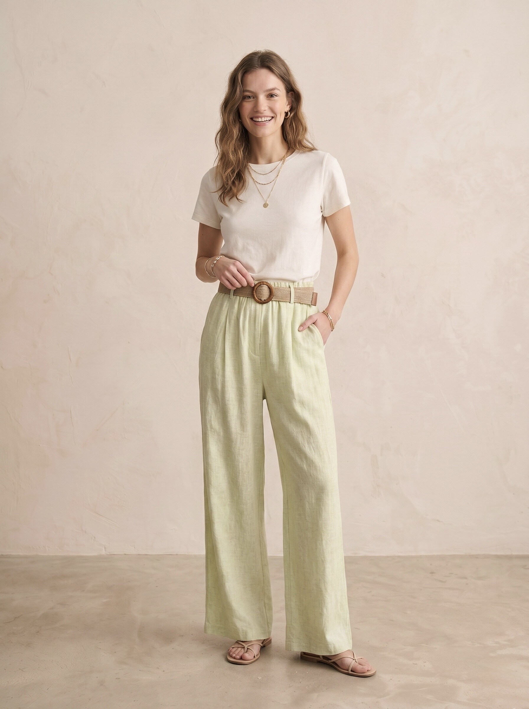 Mayorista Pépouz' Paris - Pantalón ancho fluido con cintura elástica y cinturón