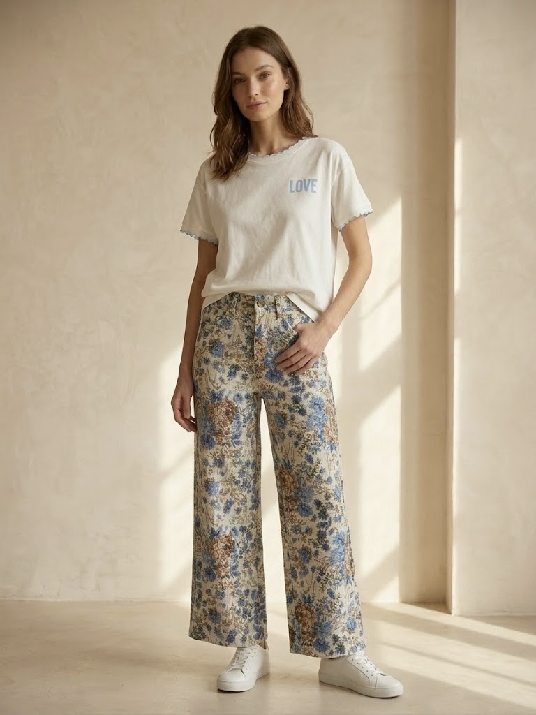 Grossiste Pépouz' Paris - Pantalon floral droit taille élastiquée