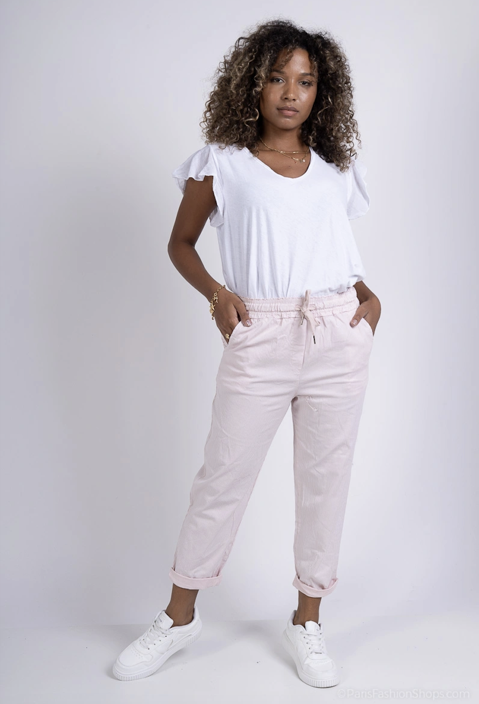 Grossiste Pépouz' Paris - Pantalon coton rayé élastique