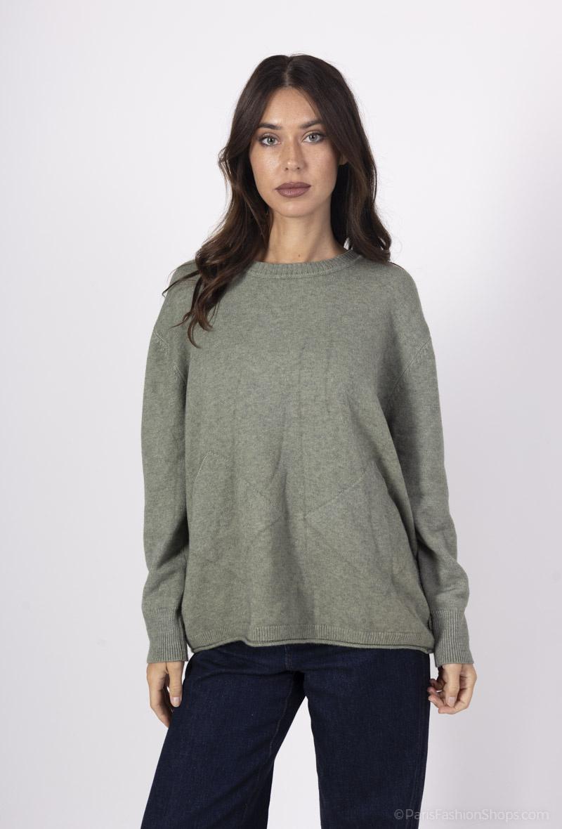 Wholesaler Pépouz' Paris - Round neck sweater with pockets