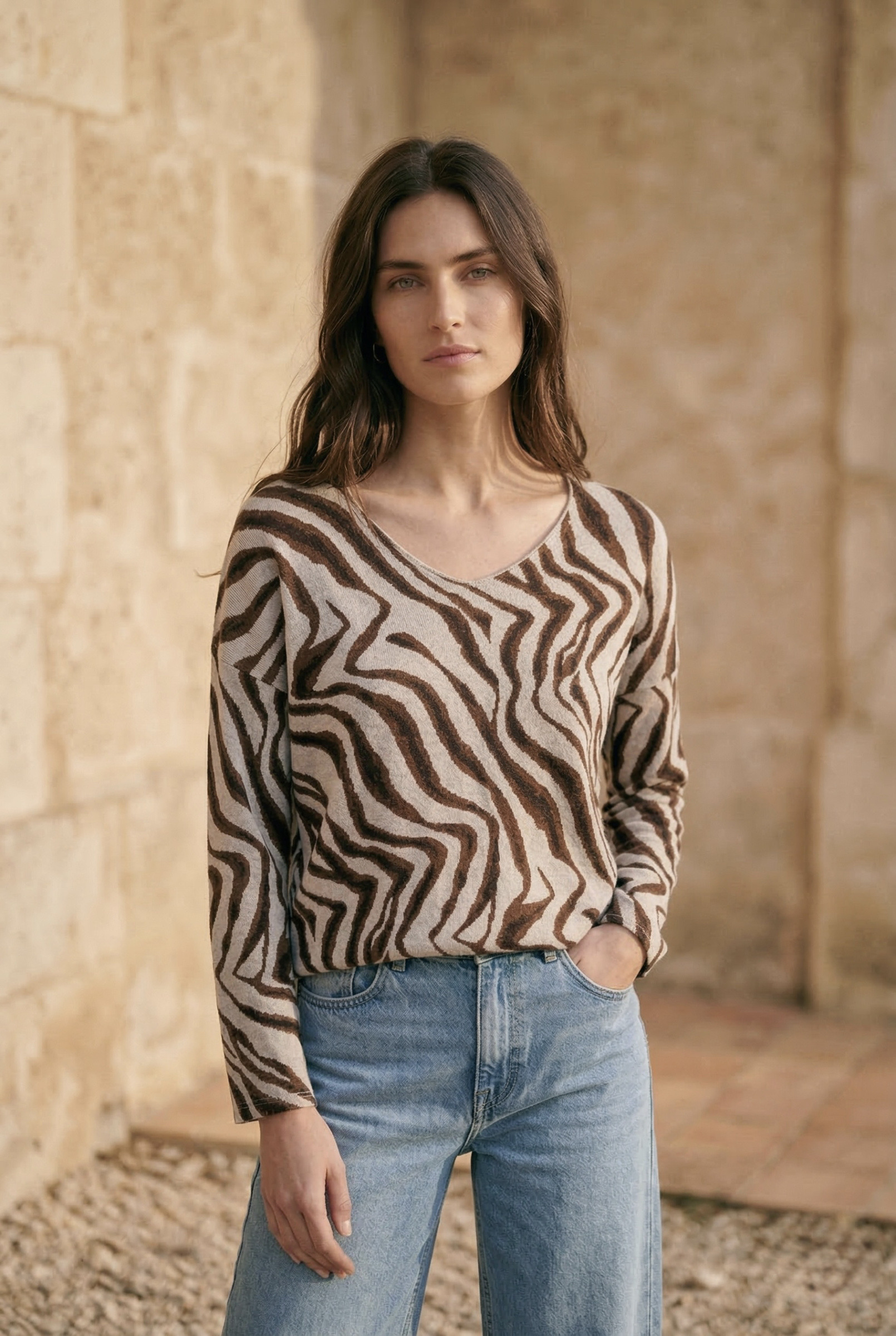 Grossiste Pépouz' Paris - Pull léger imprimé zébré