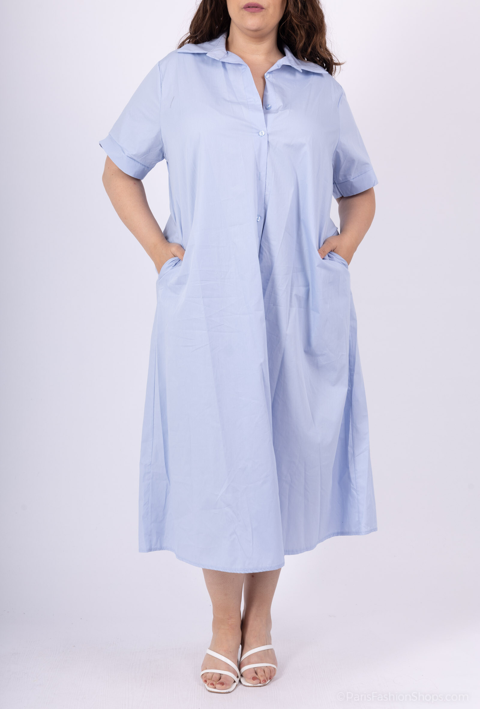 Wholesaler Pépouz' Paris - PLUS SIZE fluid shirt dress 97% cotton