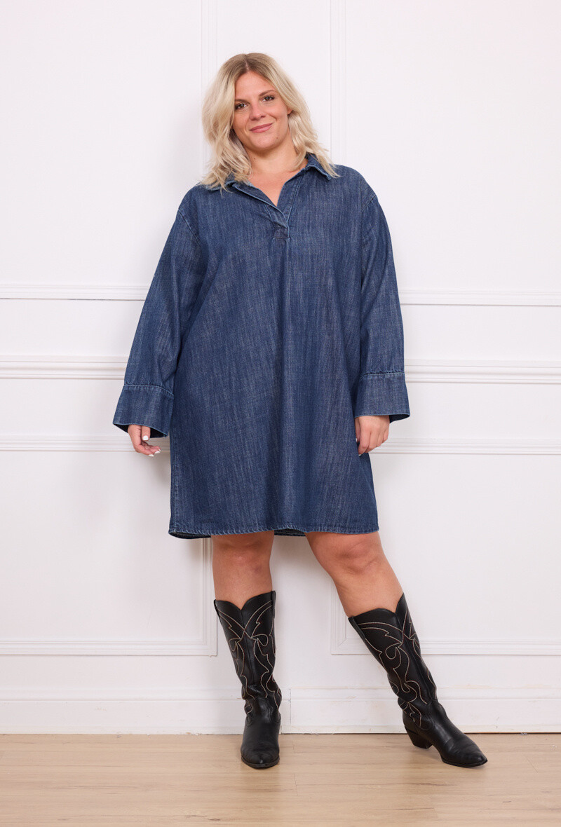 Grossiste Pépouz' Paris - GRANDE TAILLE Robe 100% coton jean bleu