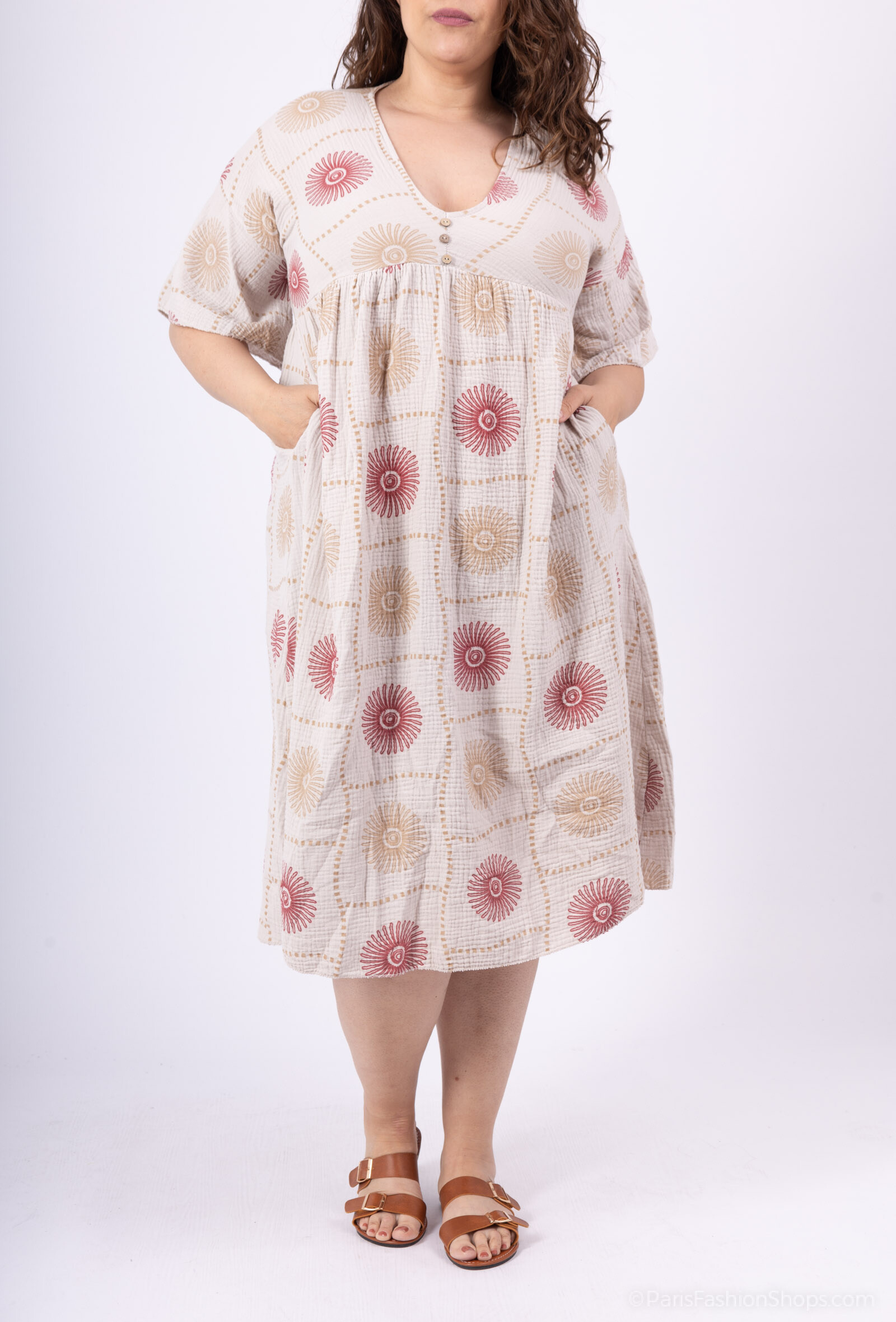 Wholesaler Pépouz' Paris - PLUS SIZE 100% cotton sun printed dress