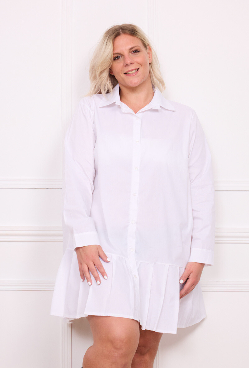 Grossiste Pépouz' Paris - GRANDE TAILLE Robe chemise plissée 97% coton