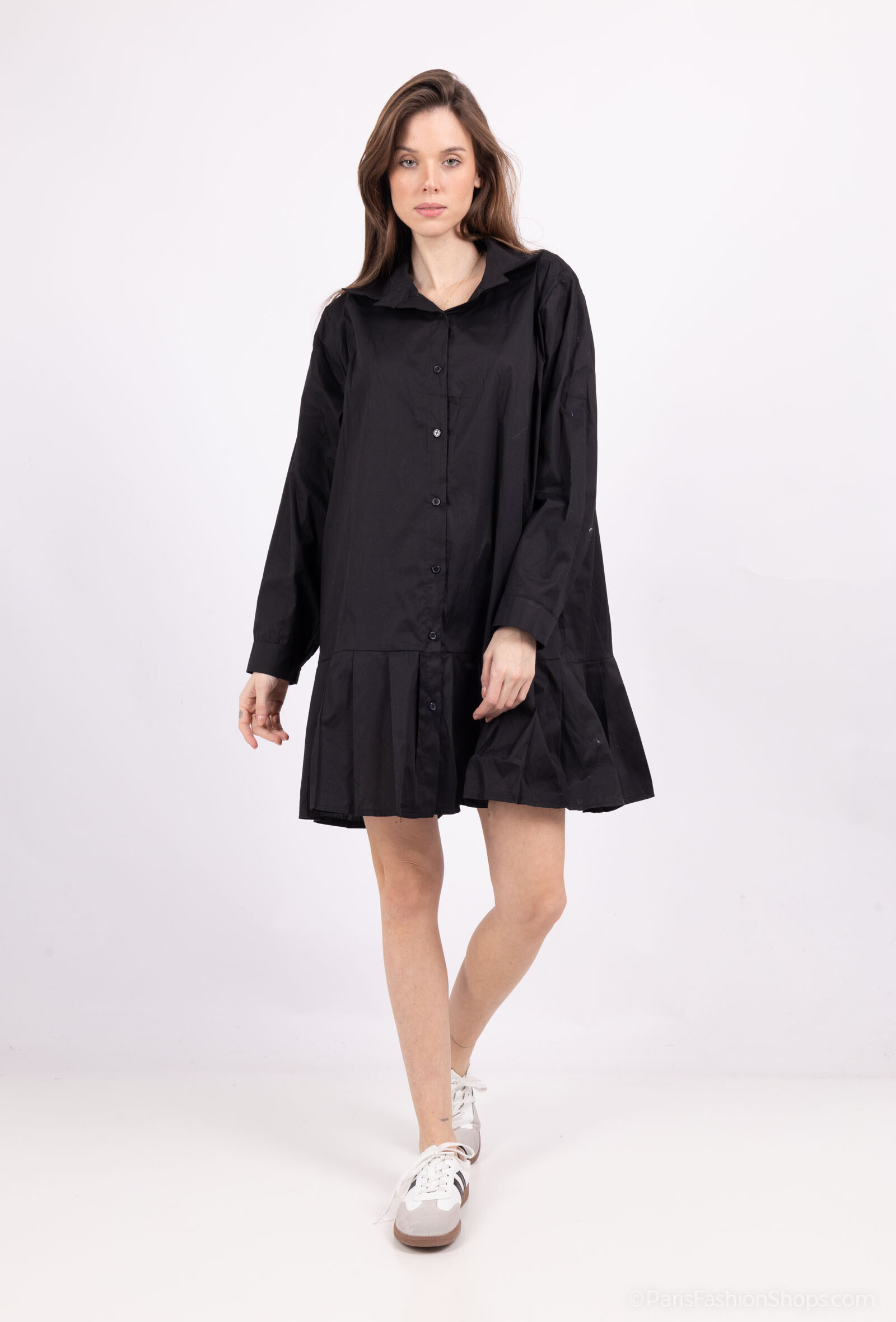 Grossiste Pépouz' Paris - Robe chemise plissée 97% coton