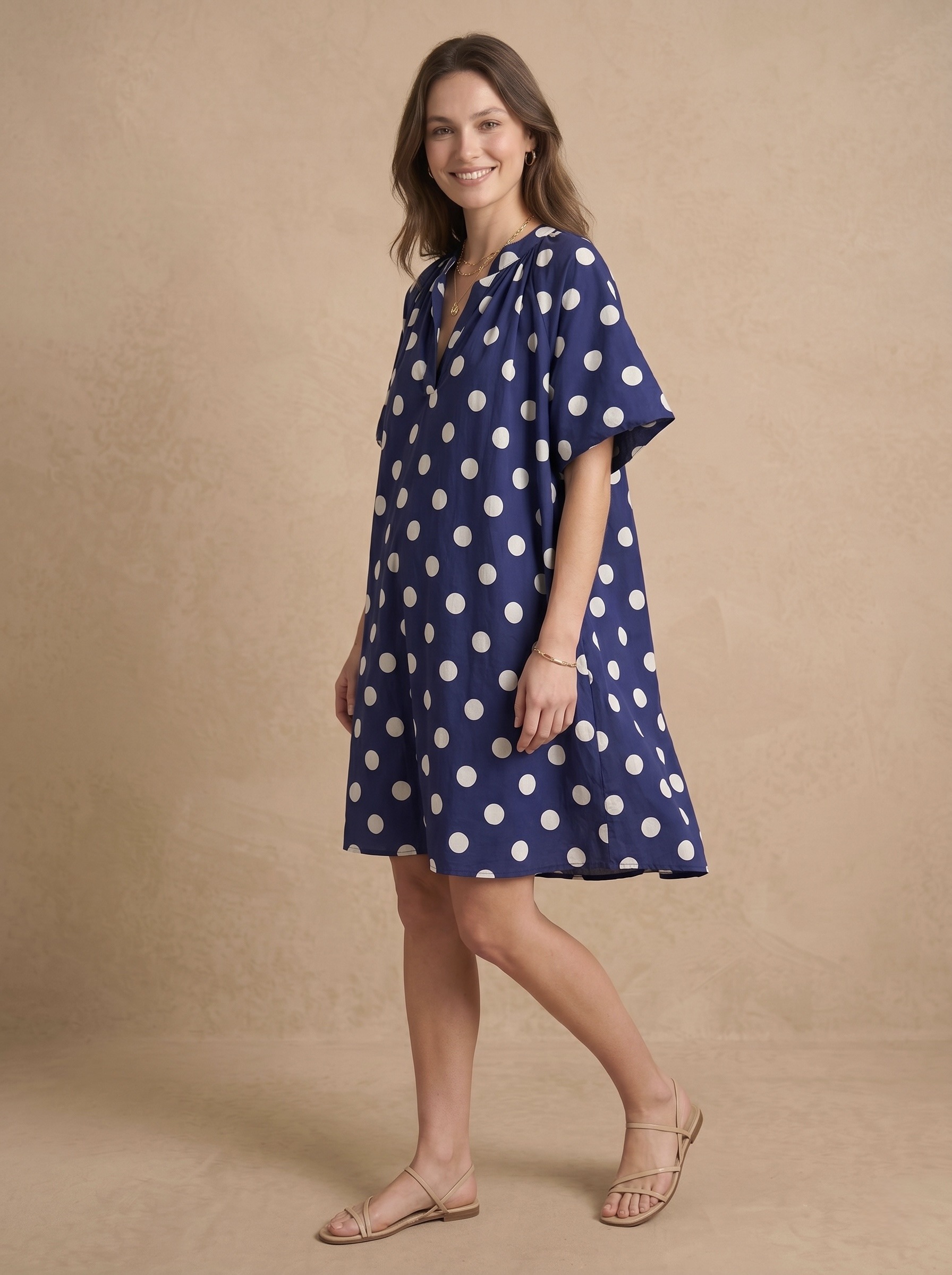 Grossiste Pépouz' Paris - Robe longue à pois manches courtes bouffantes brodées