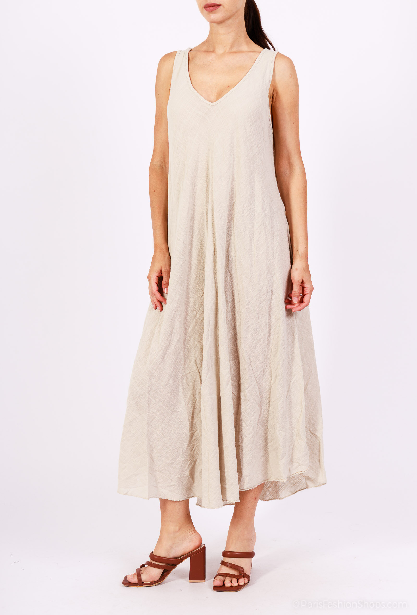 Wholesaler Pépouz' Paris - Long fluid cotton dress with linen effect