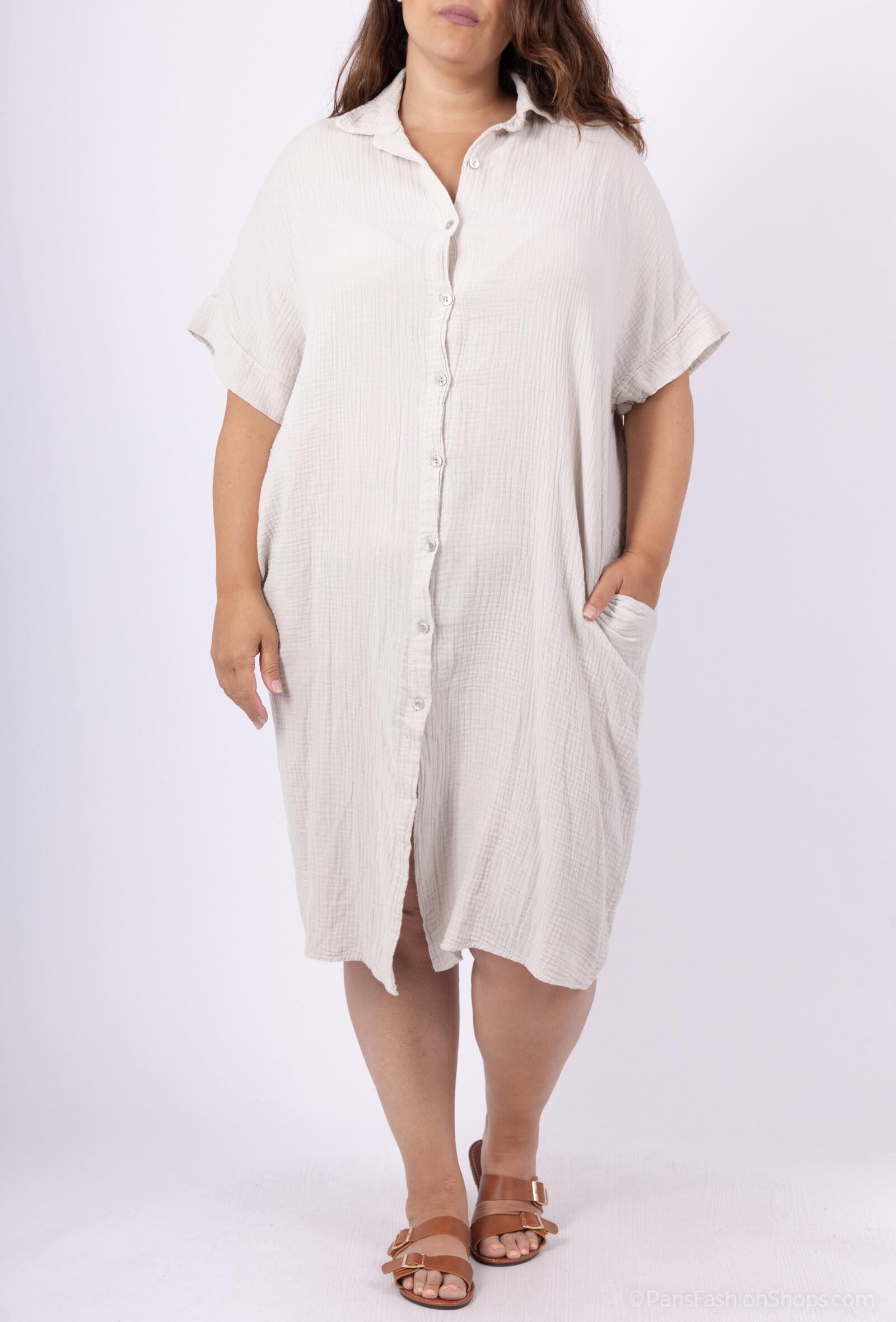 Großhändler Pépouz' Paris - Oversized Baumwollgaze-Hemd-Kleid