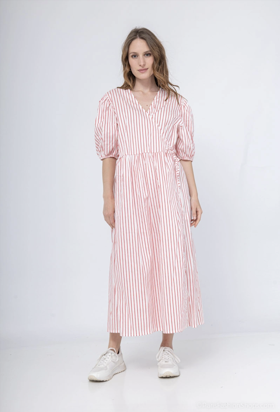 Grossiste Pépouz' Paris - Robe portefeuille coton rayée