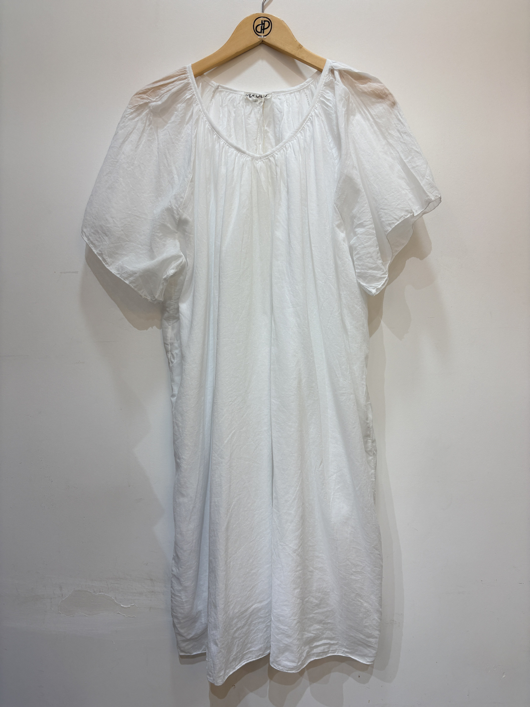 Mayorista Pépouz' Paris - Vestido holgado de algodón con mangas cortas y escote fruncido