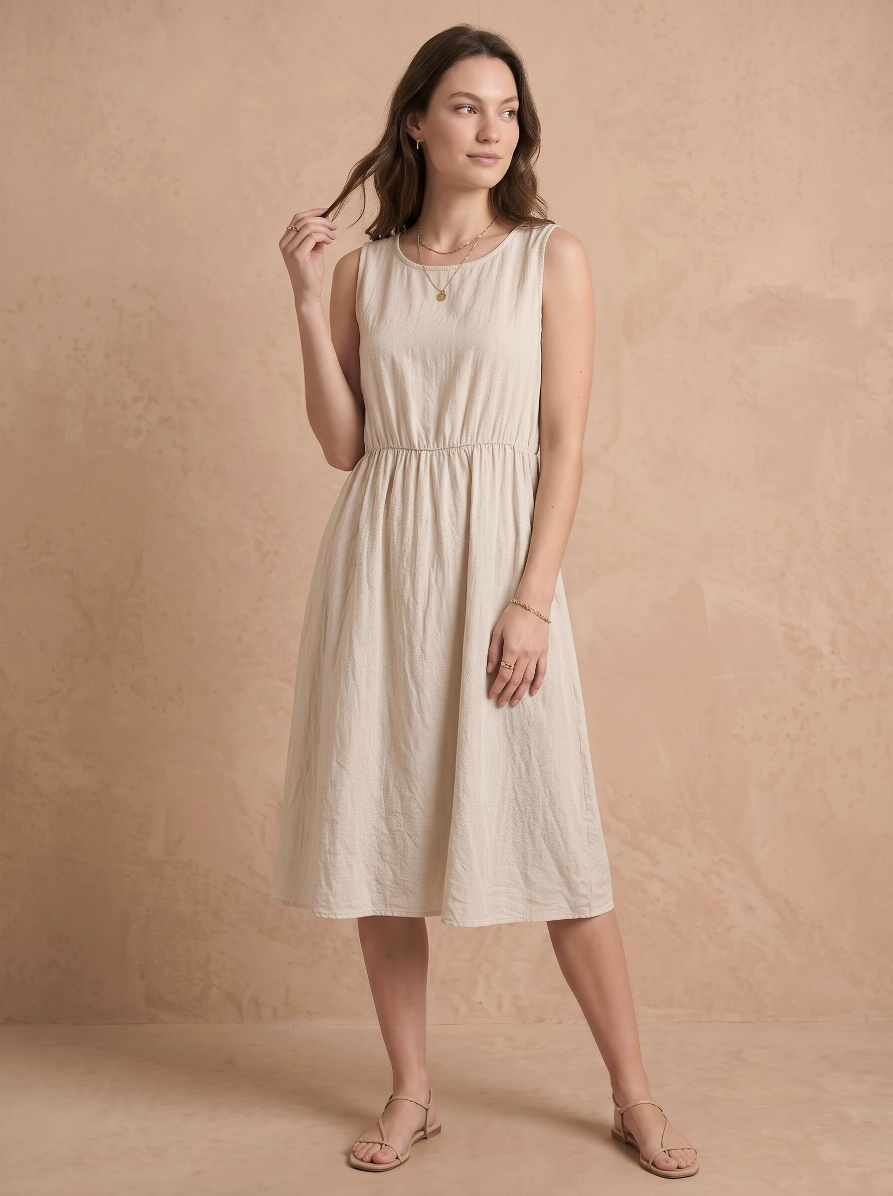 Grossiste Pépouz' Paris - Robe longue fluide sans manches col rond dos crochet bohème