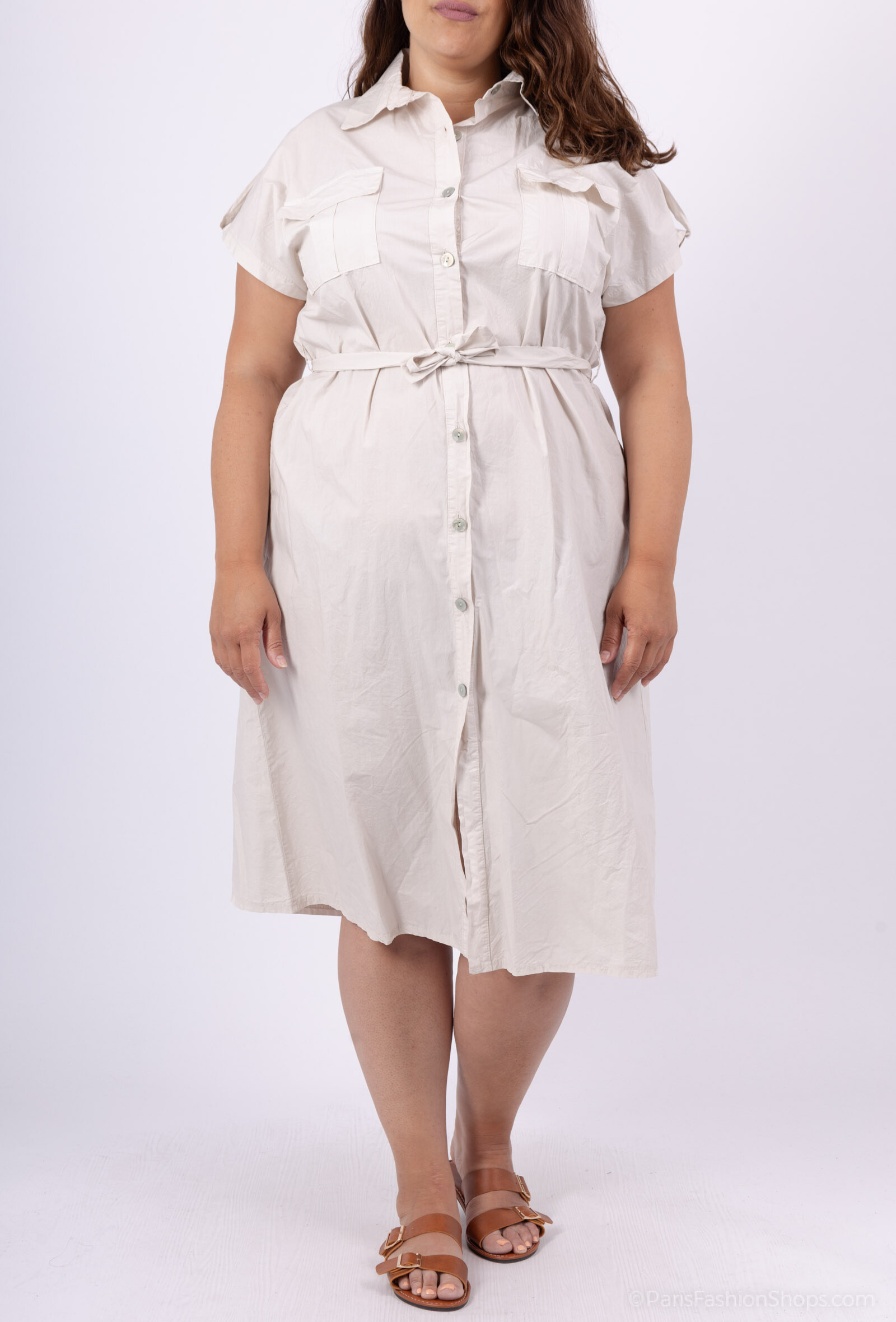 Großhändler Pépouz' Paris - GROSSE GRÖSSE Langes Safari-Baumwollhemdkleid