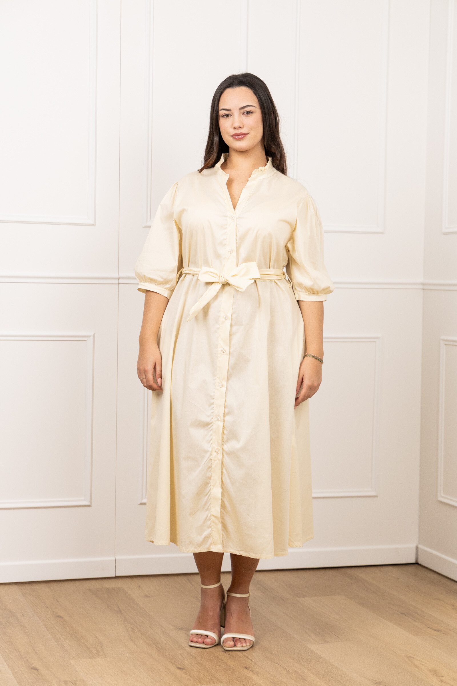 Grossiste Pépouz' Paris - GRANDE TAILLE Robe chemise longue 97% coton